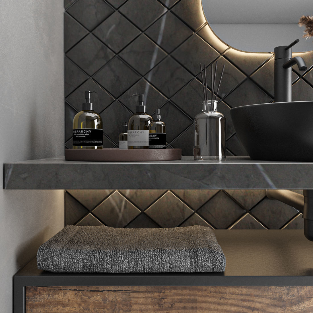 Black bathroom 3D model_1