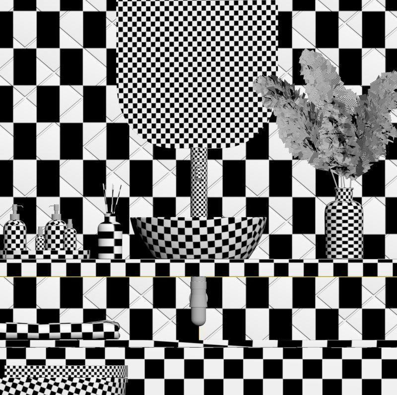 Black bathroom 3D model_7