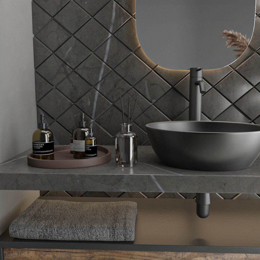 Black bathroom 3D model_2