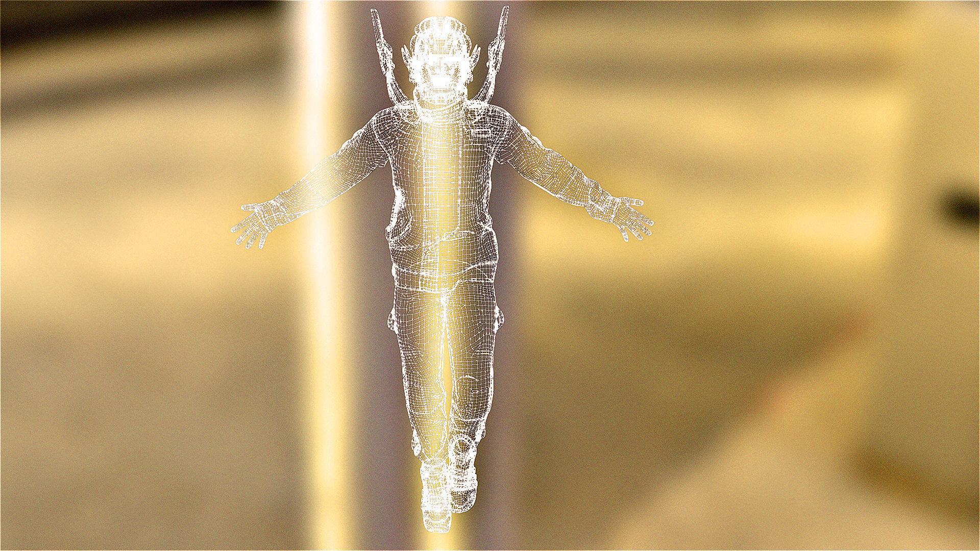 Cyber warior man for blender CC3 Low-poly 3D model_7