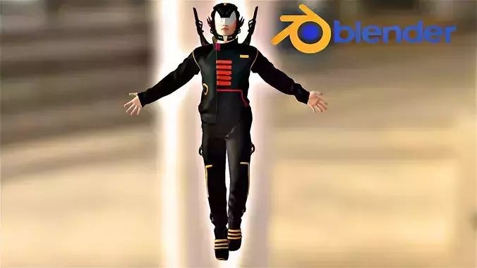 Cyber warior man for blender CC3
