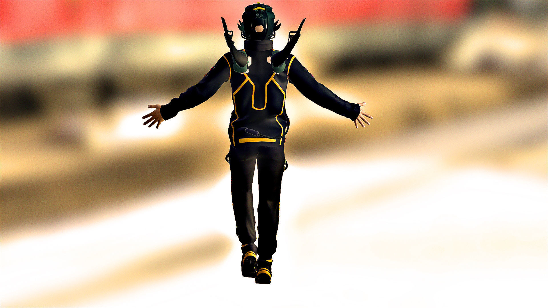 Cyber warior man for blender CC3 Low-poly 3D model_4