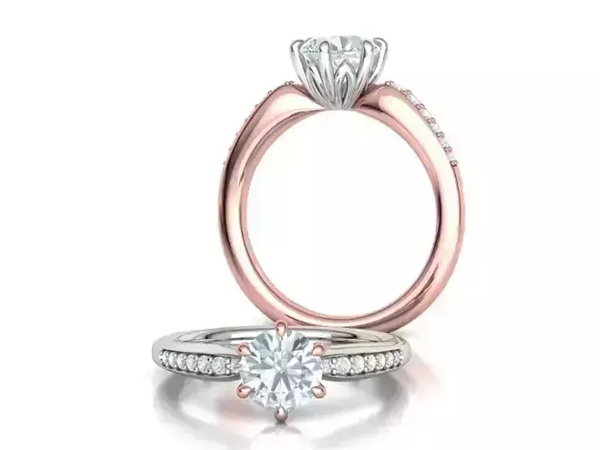 1ct Solitaire Ring Two Tone Engagement Ring  3dmodel