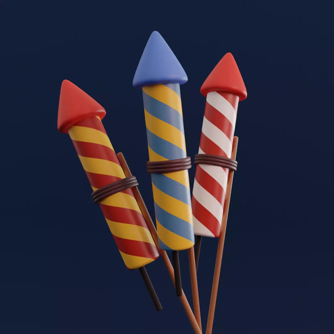 Cartoon Fireworks Firecracker Low-poly 3D model