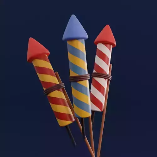 Cartoon Fireworks Firecracker Low-poly 3D model