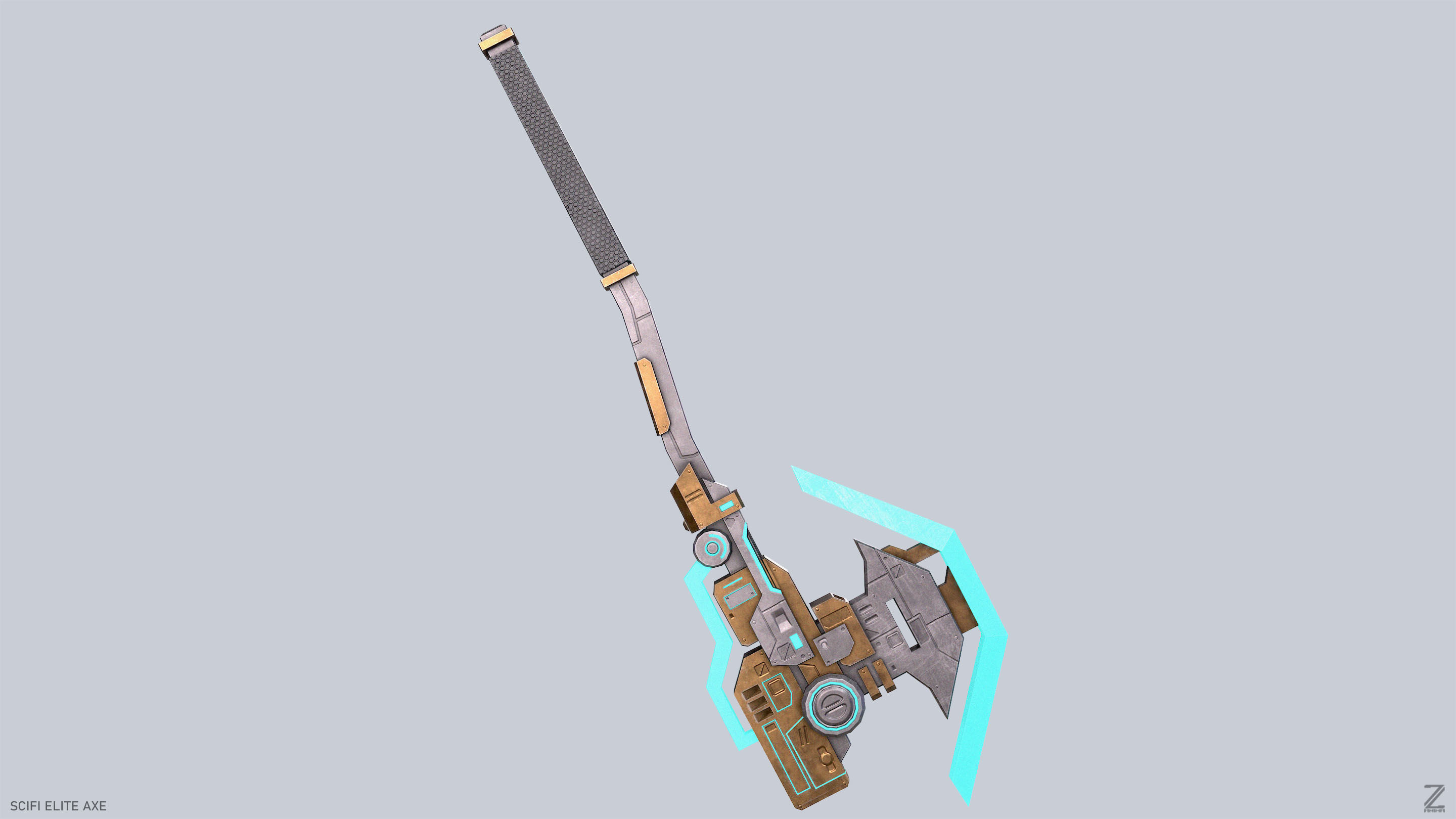 Sci fi elite axe Low-poly 3D model_5