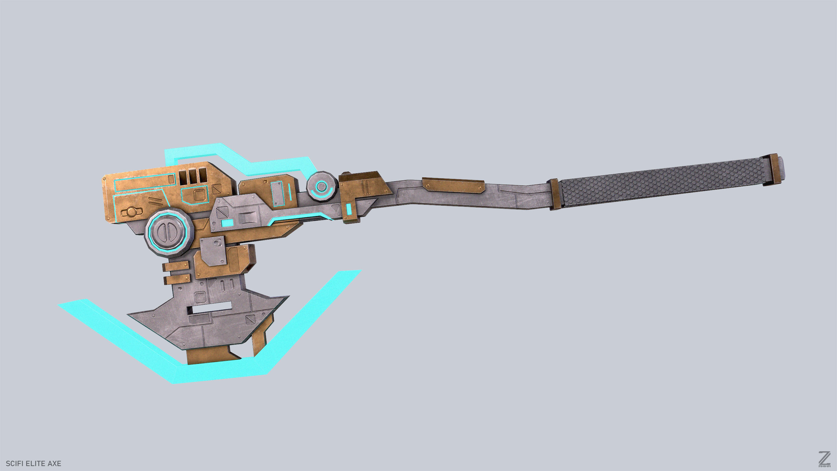 Sci fi elite axe Low-poly 3D model_6