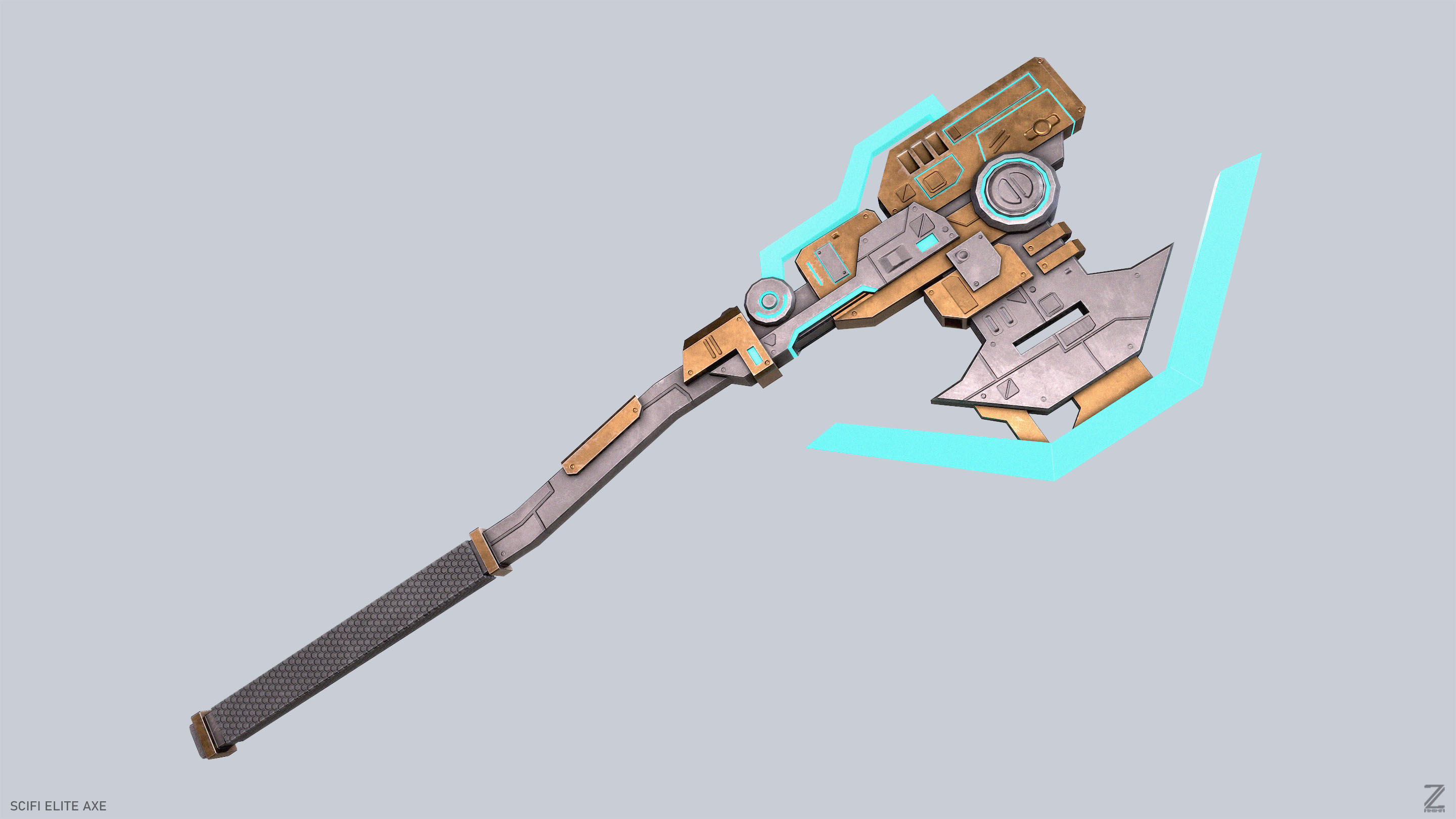 Sci fi elite axe Low-poly 3D model_8