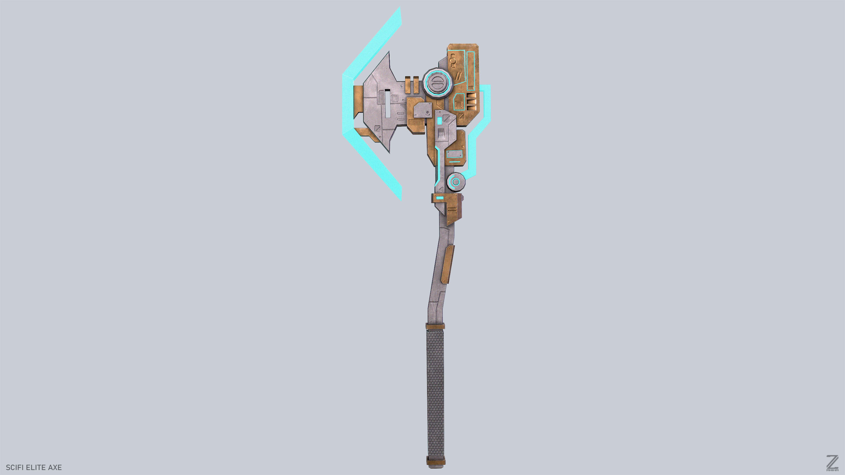 Sci fi elite axe Low-poly 3D model_4