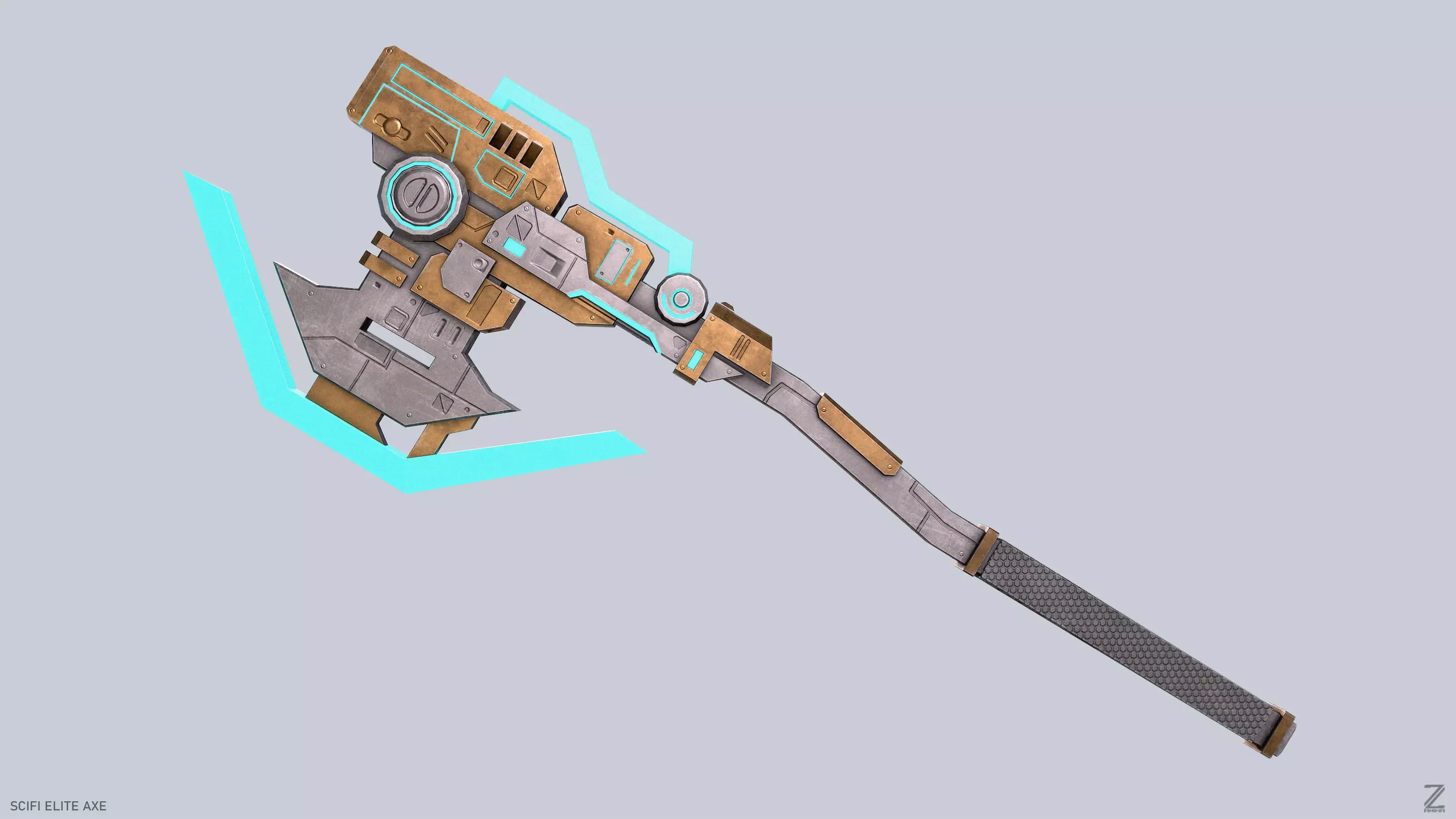 Sci fi elite axe Low-poly 3D model_0
