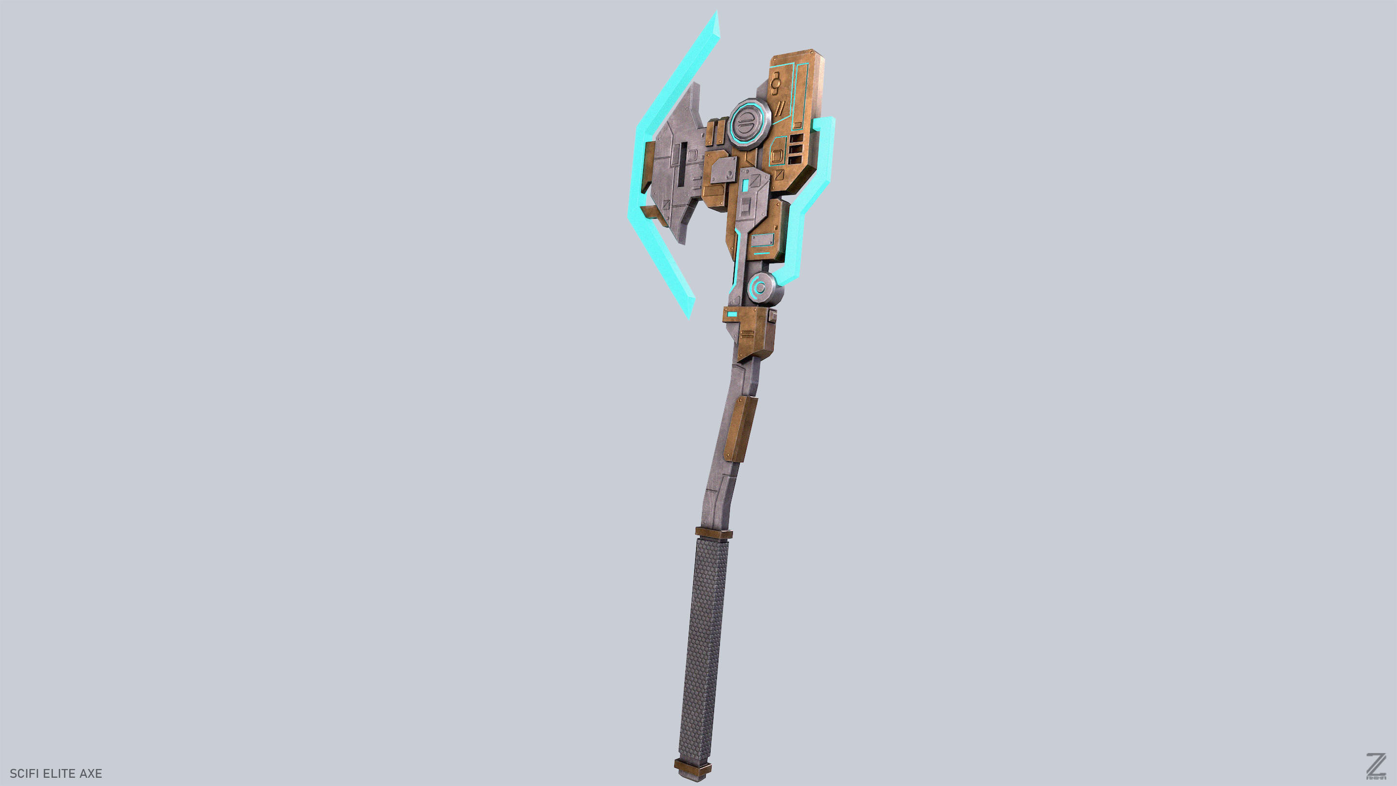 Sci fi elite axe Low-poly 3D model_7
