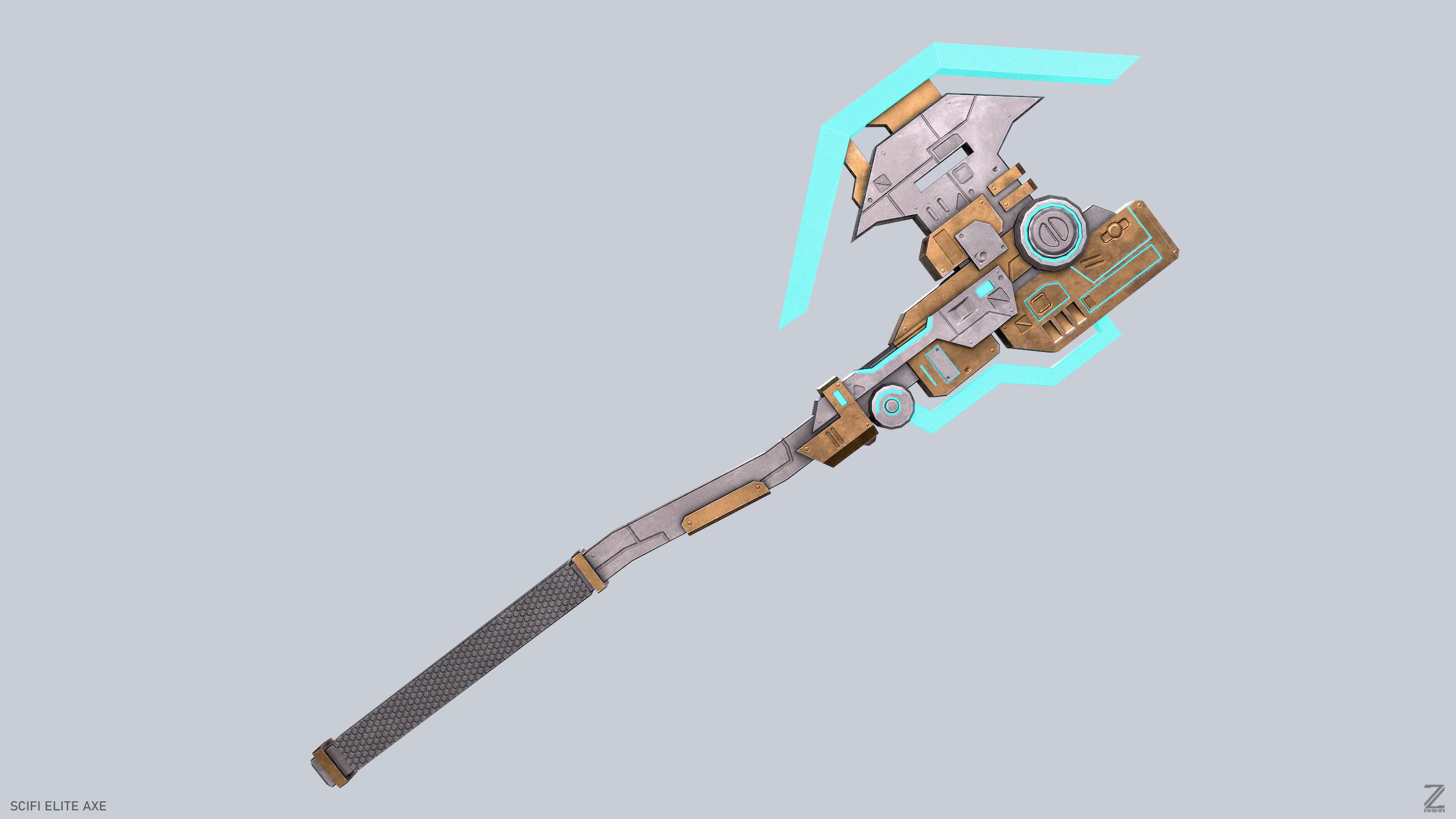 Sci fi elite axe Low-poly 3D model_2