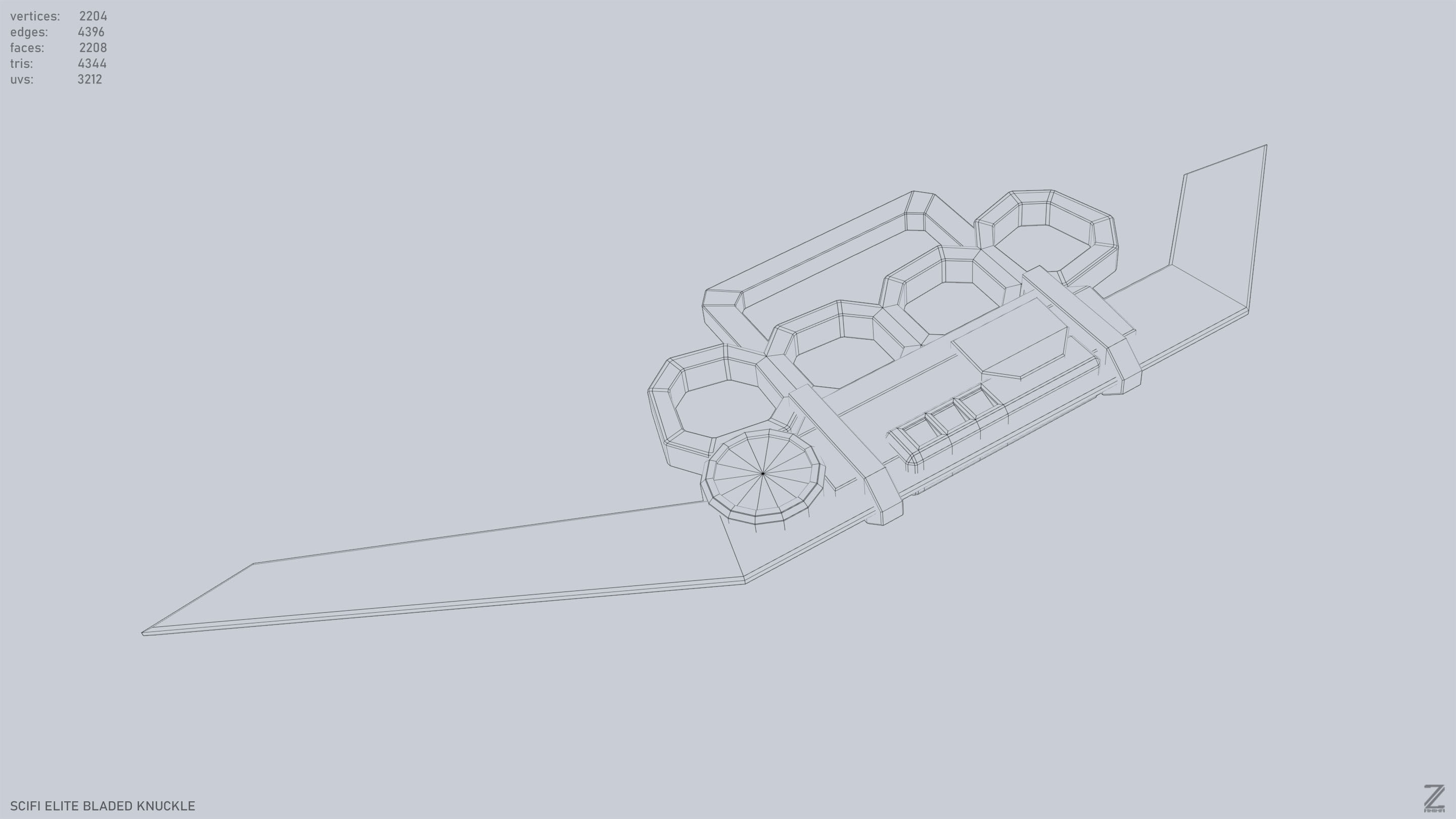 Sci fi elite bladed knuckle Low-poly 3D model_15