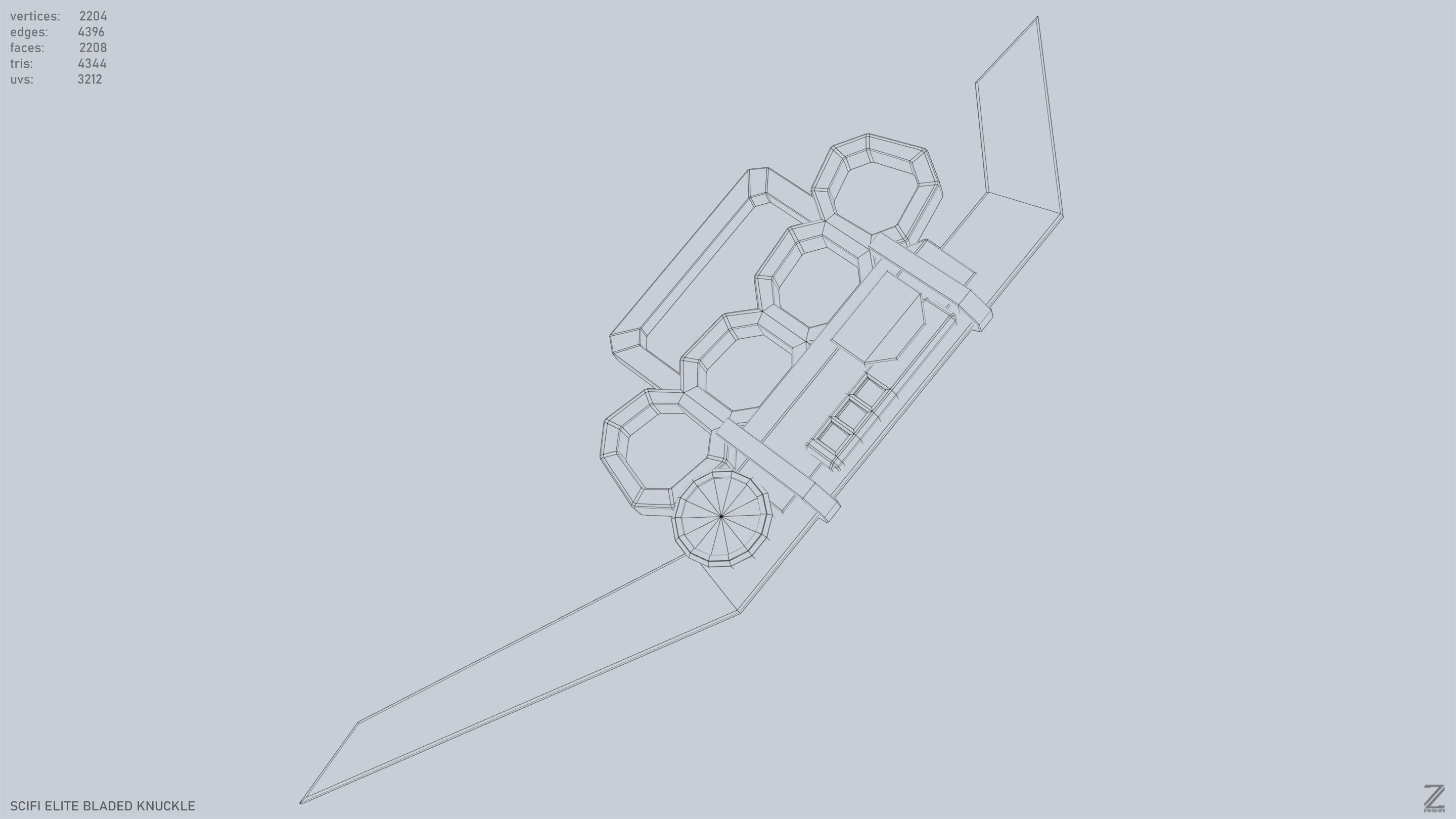 Sci fi elite bladed knuckle Low-poly 3D model_9