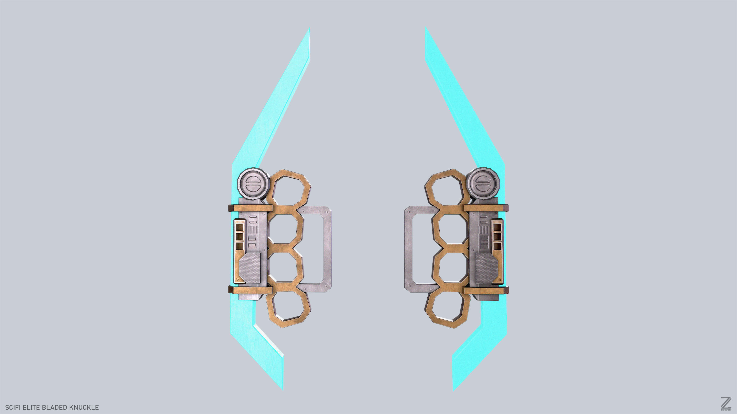 Sci fi elite bladed knuckle Low-poly 3D model_2