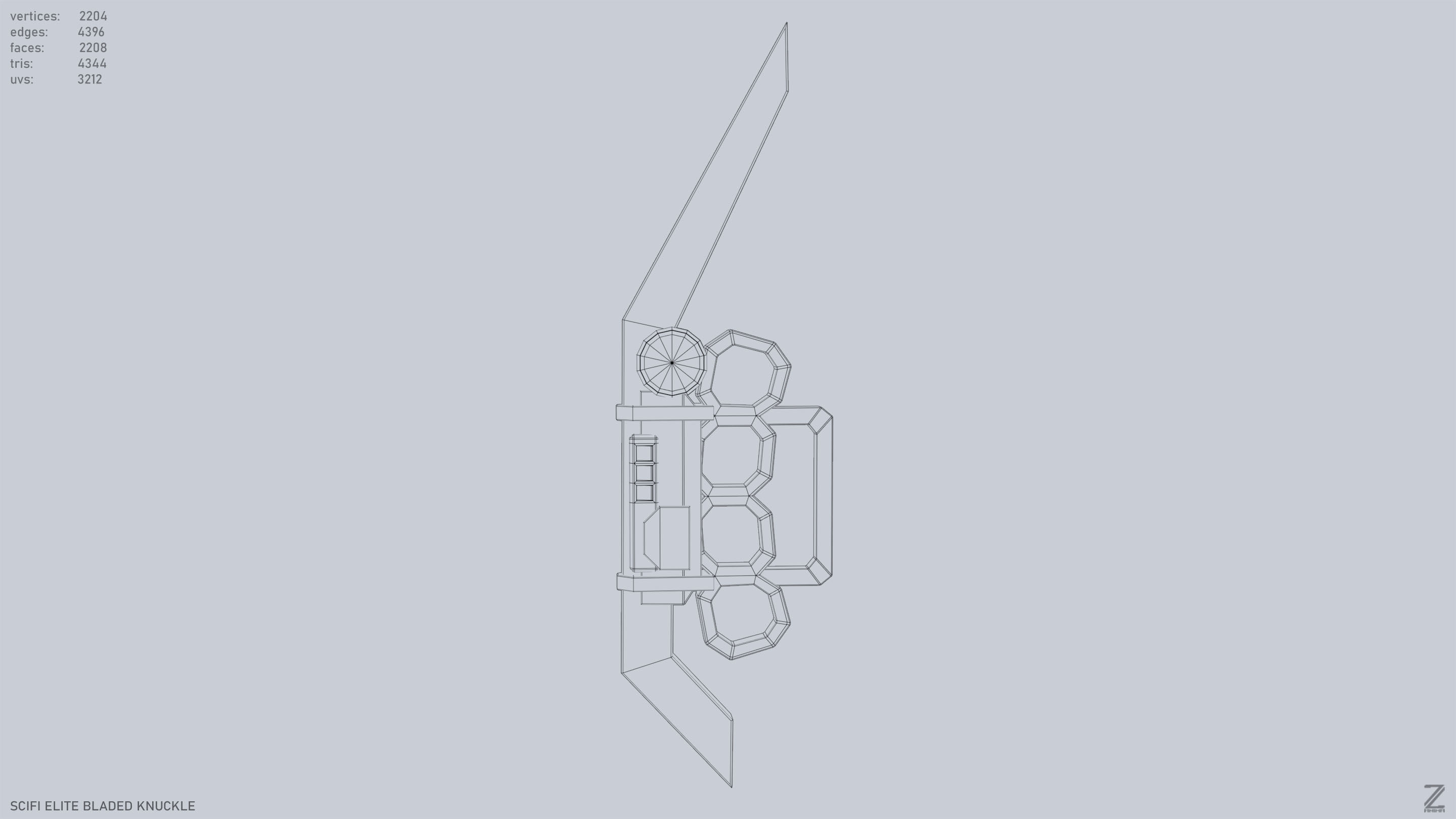 Sci fi elite bladed knuckle Low-poly 3D model_10