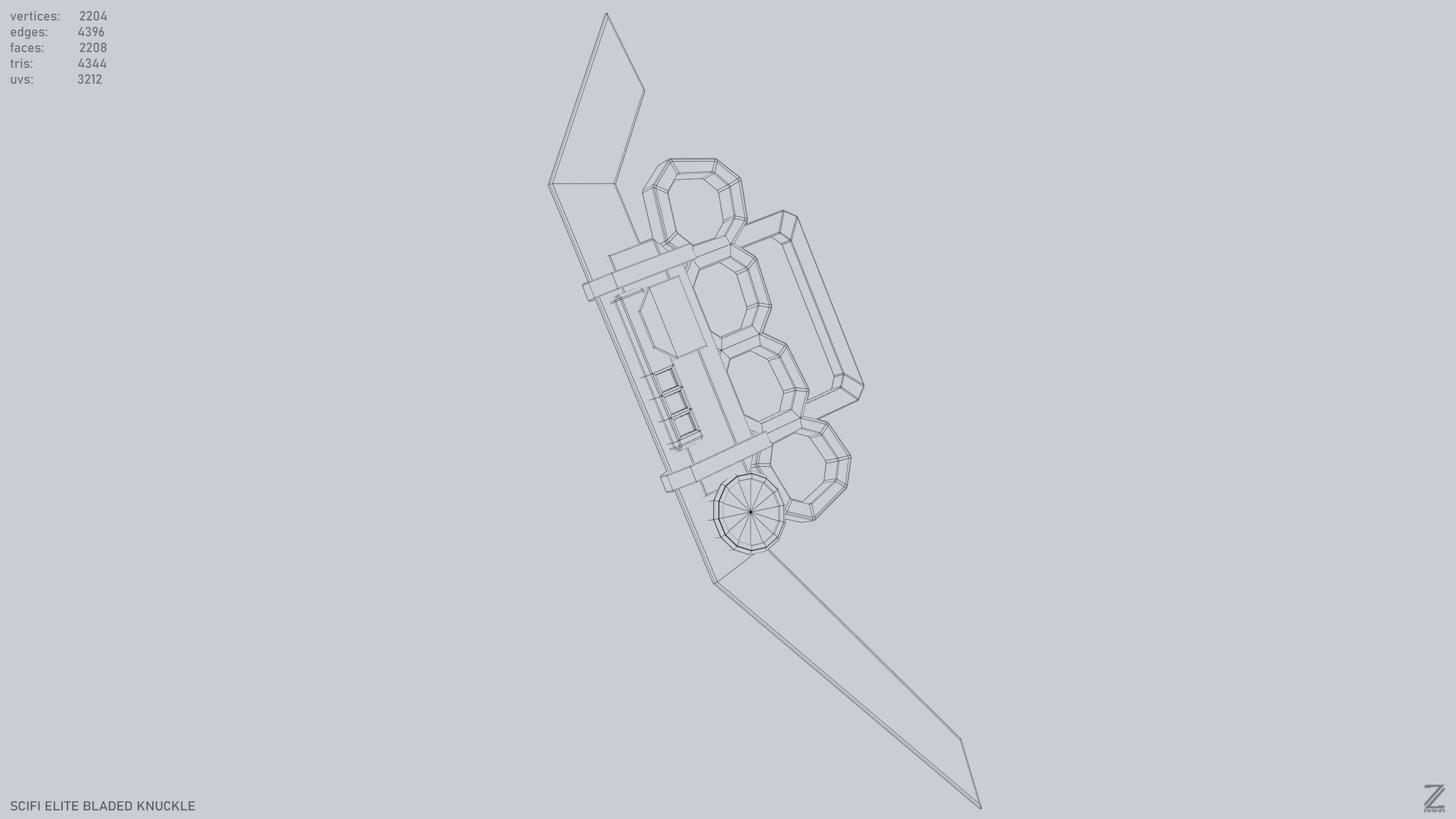 Sci fi elite bladed knuckle Low-poly 3D model_14