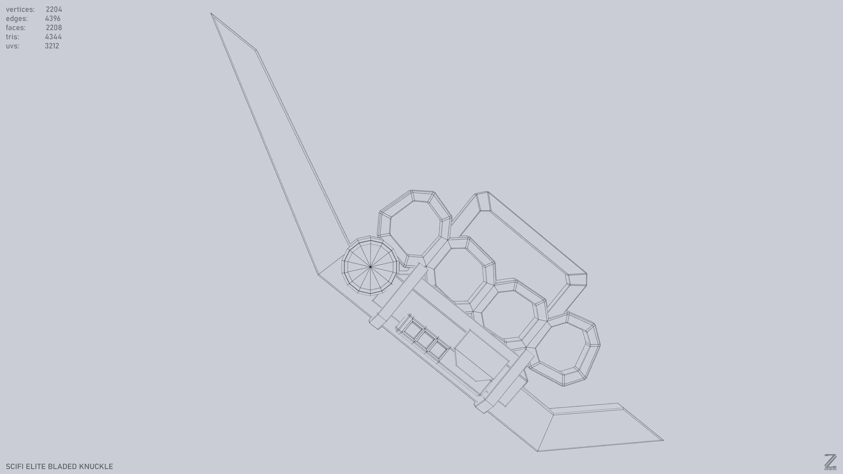 Sci fi elite bladed knuckle Low-poly 3D model_11