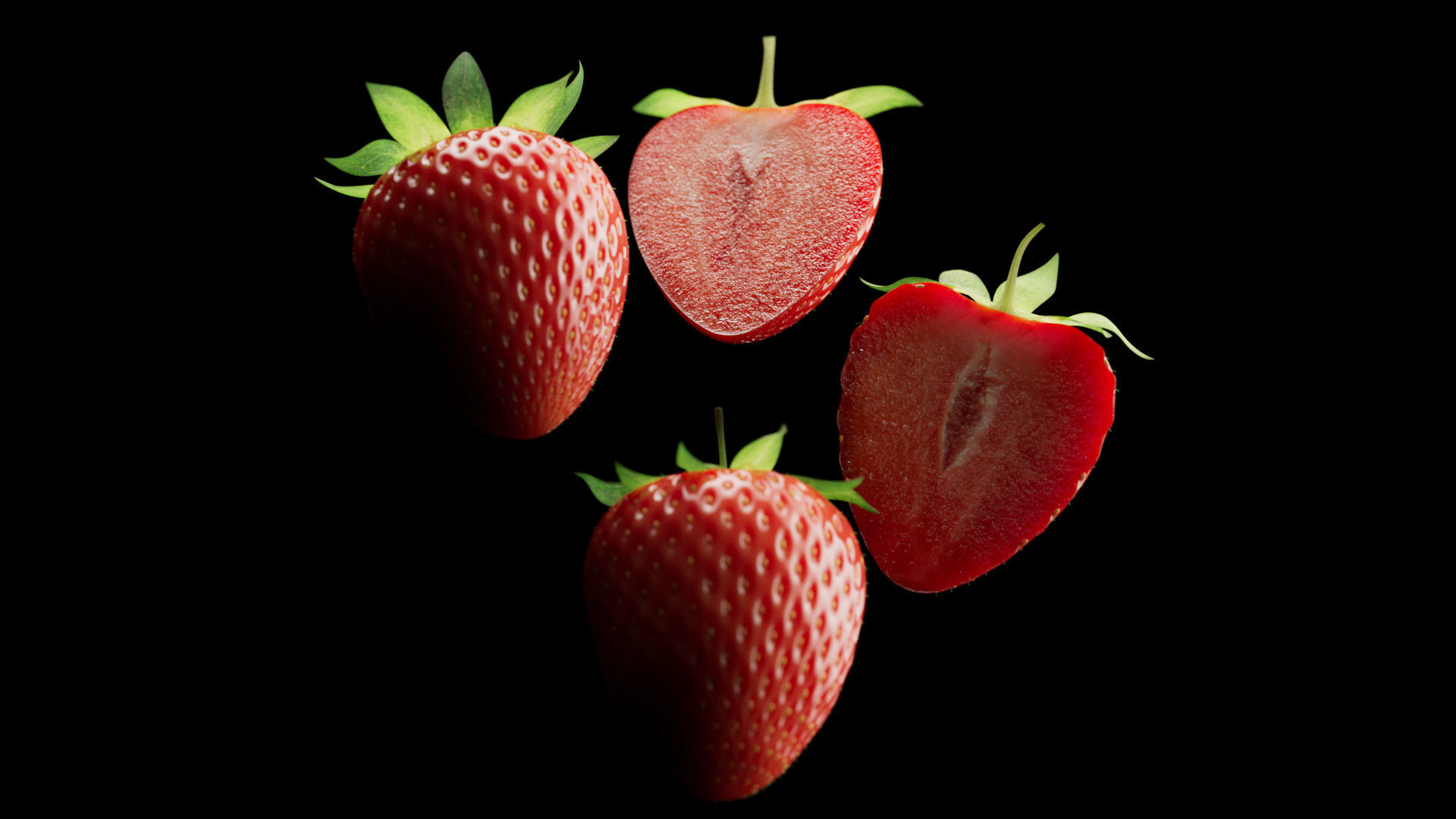 Strawberries Low-poly 3D model_9