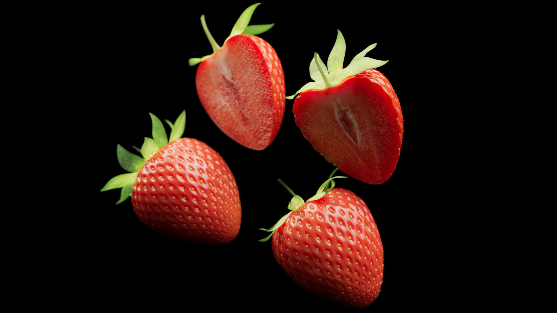 Strawberries Low-poly 3D model_7