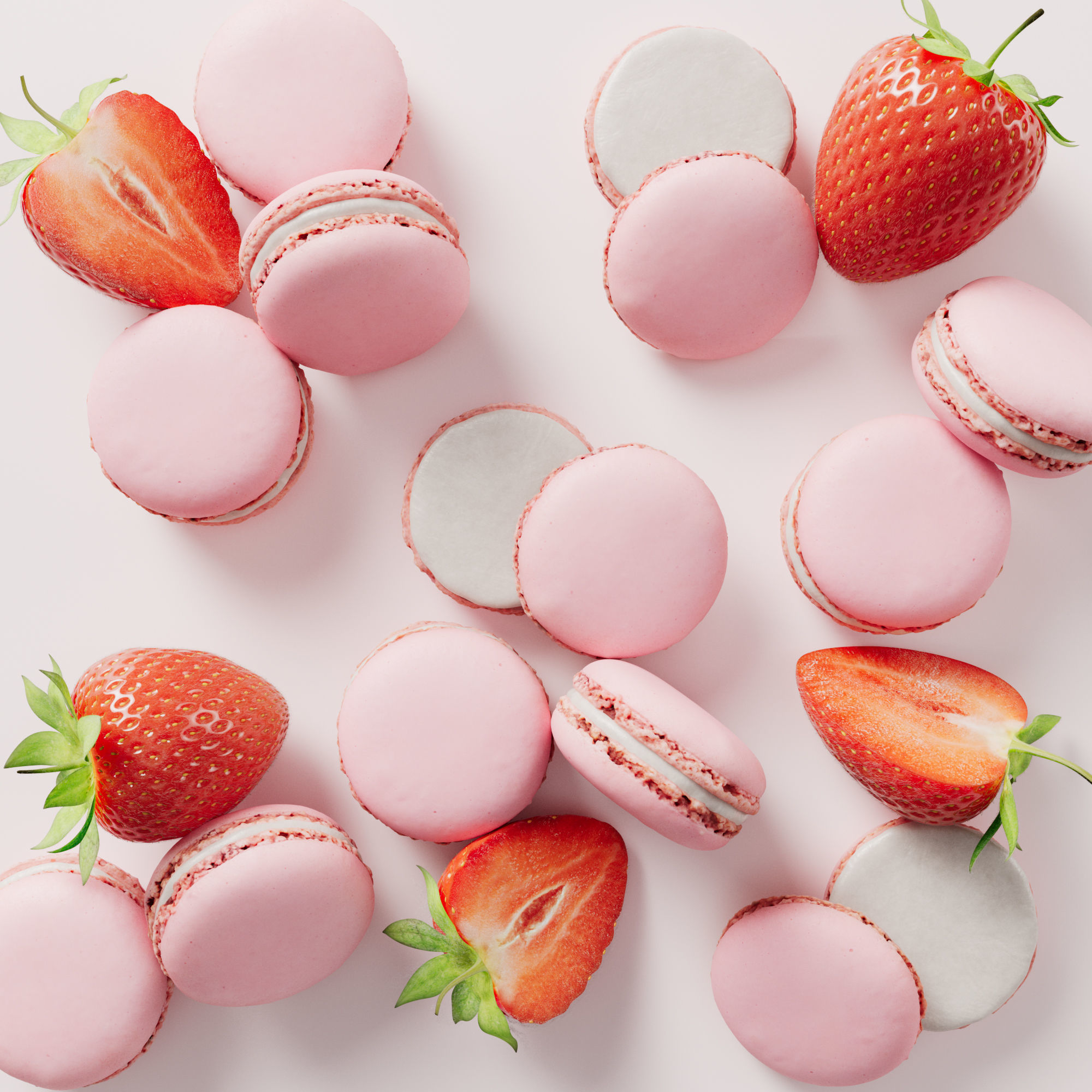 Strawberries Low-poly 3D model_5