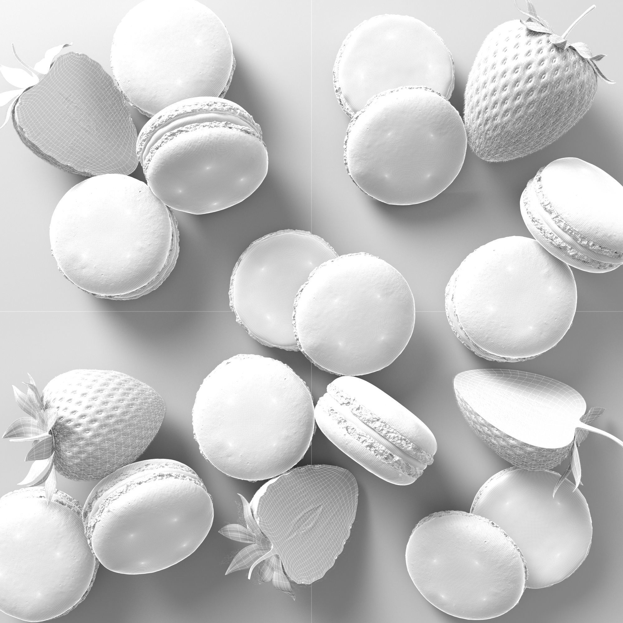 Strawberries Low-poly 3D model_6