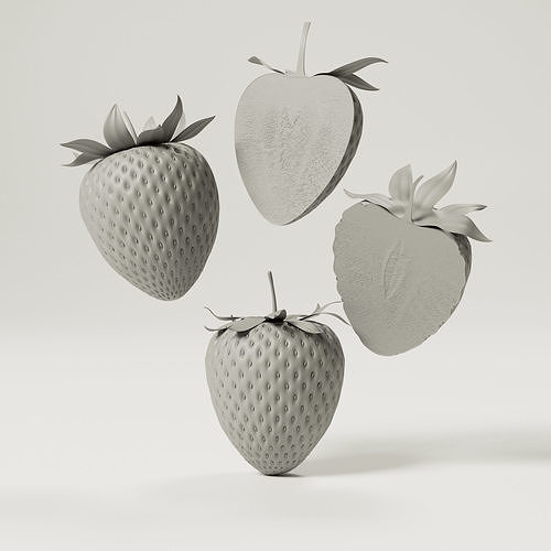 Strawberries Low-poly 3D model 4