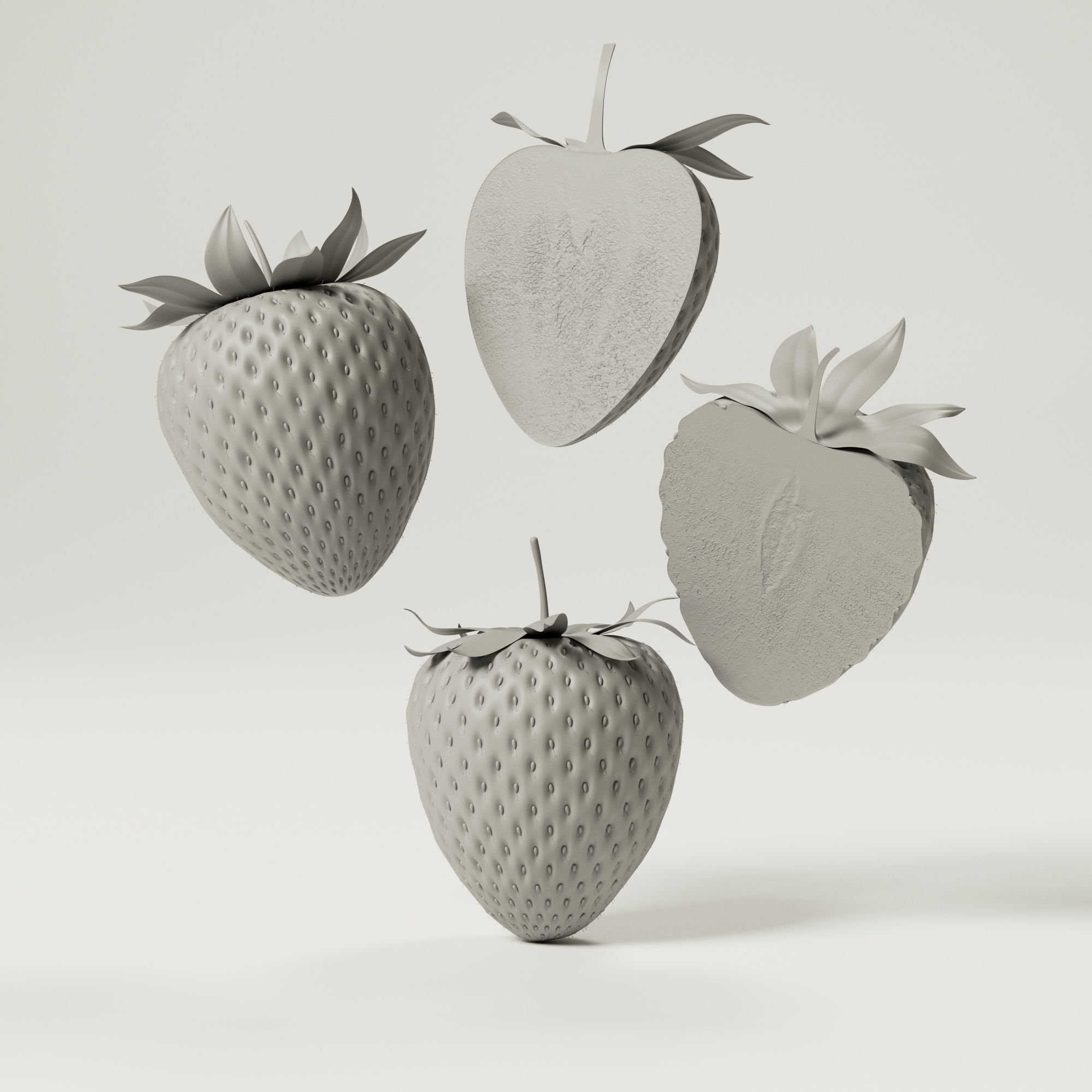 Strawberries Low-poly 3D model_3