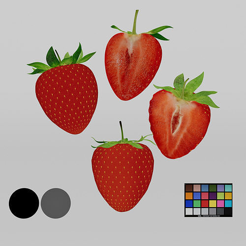 Strawberries Low-poly 3D model 3