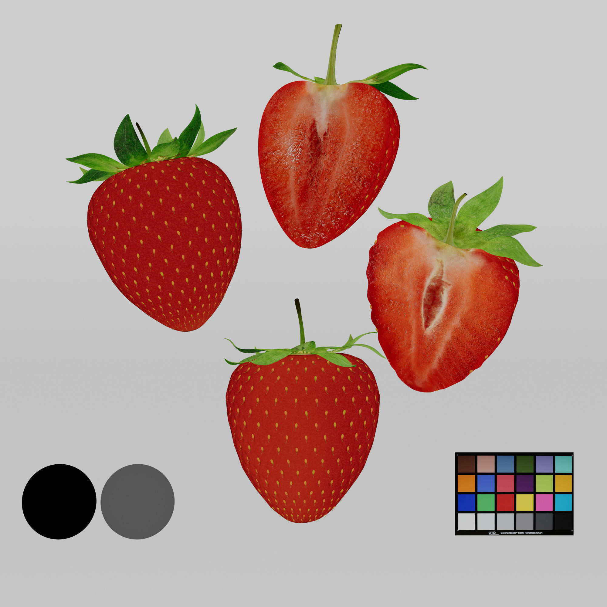 Strawberries Low-poly 3D model_2