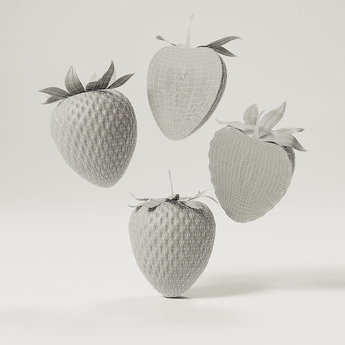 Strawberries Low-poly 3D model 2