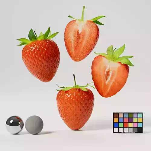Strawberries Low-poly 3D model