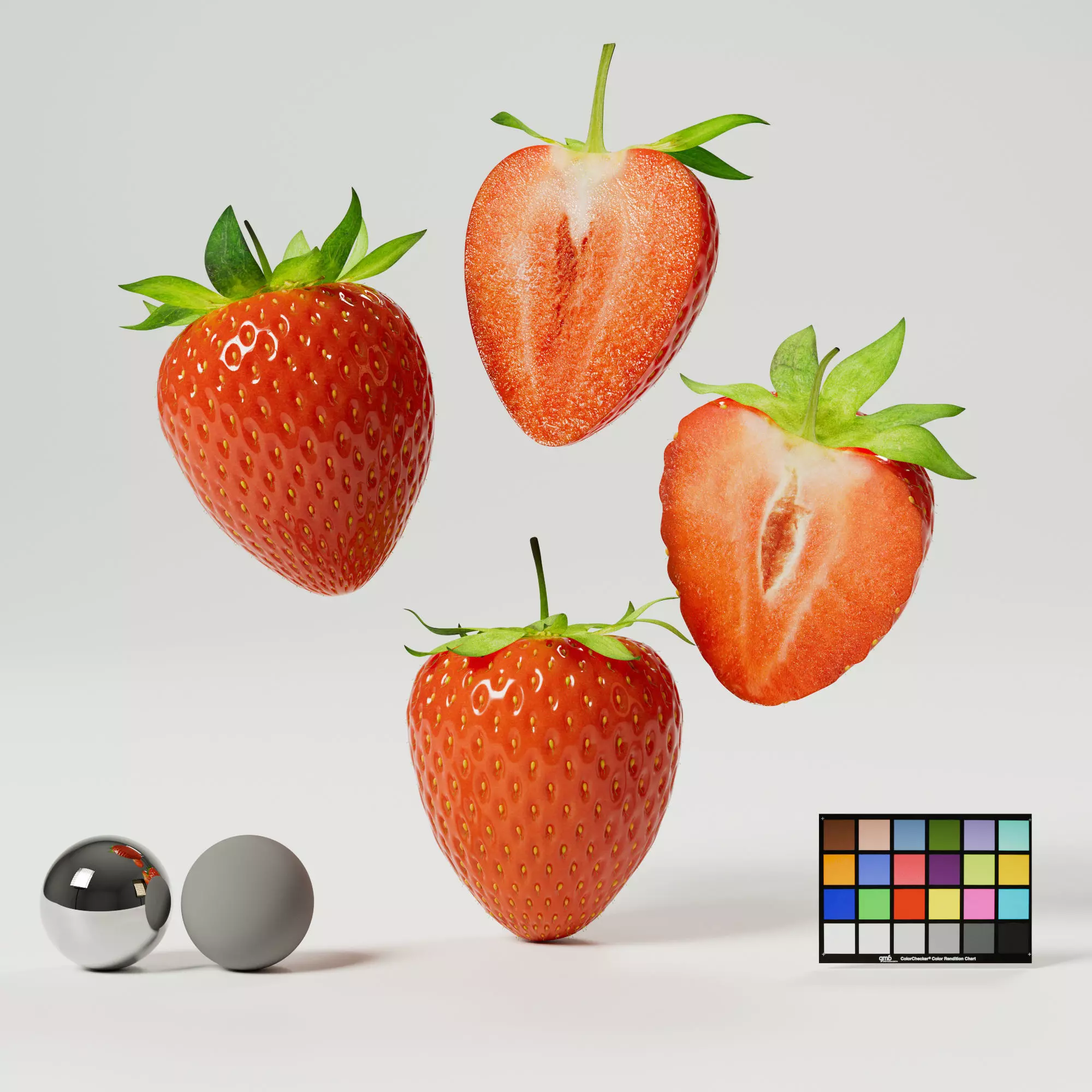 Strawberries Low-poly 3D model_0