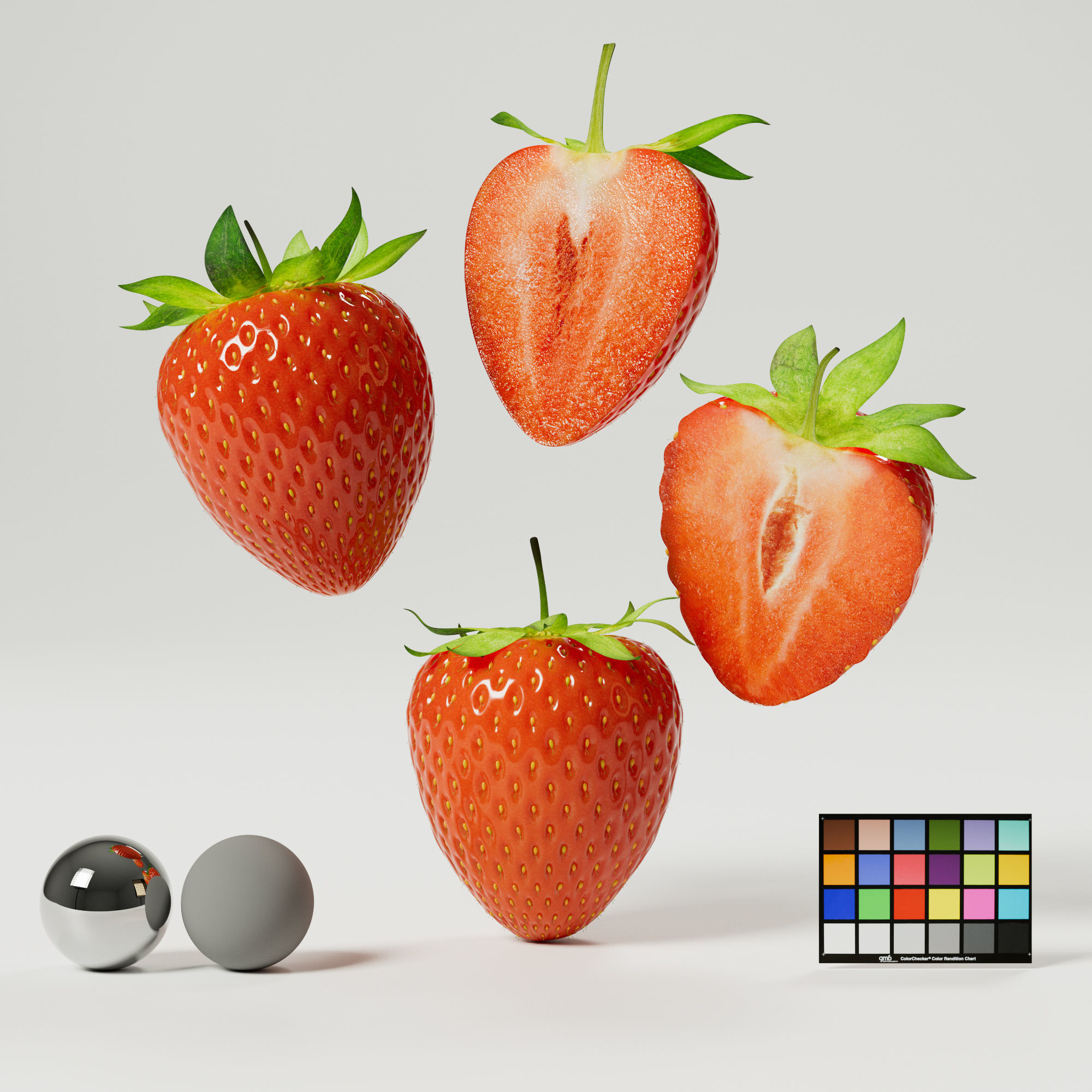 Strawberries Low-poly 3D model_0