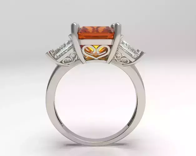 Simple 3 Stones Solitaire Ring