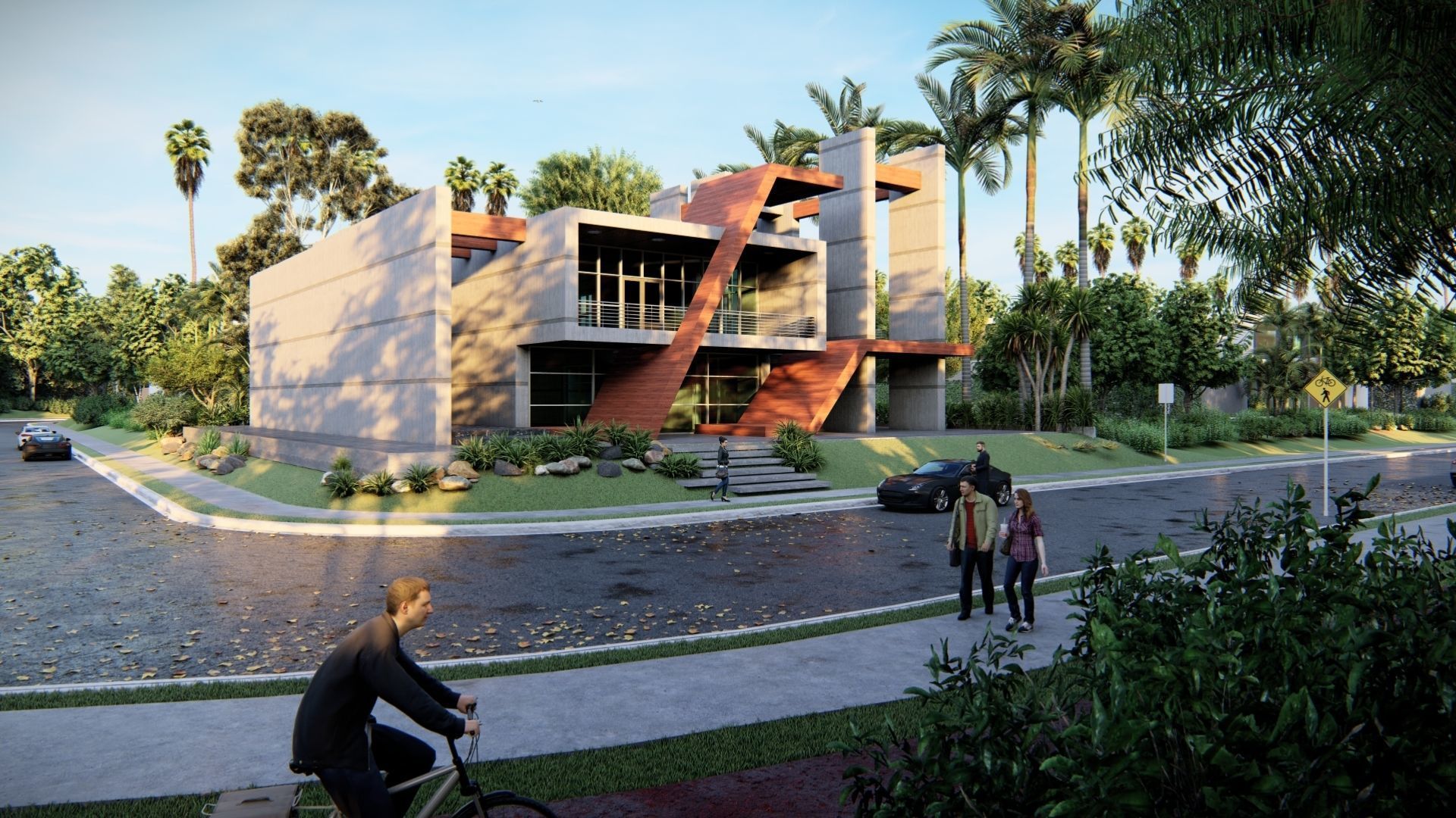 Modern Building N7 3D model_7