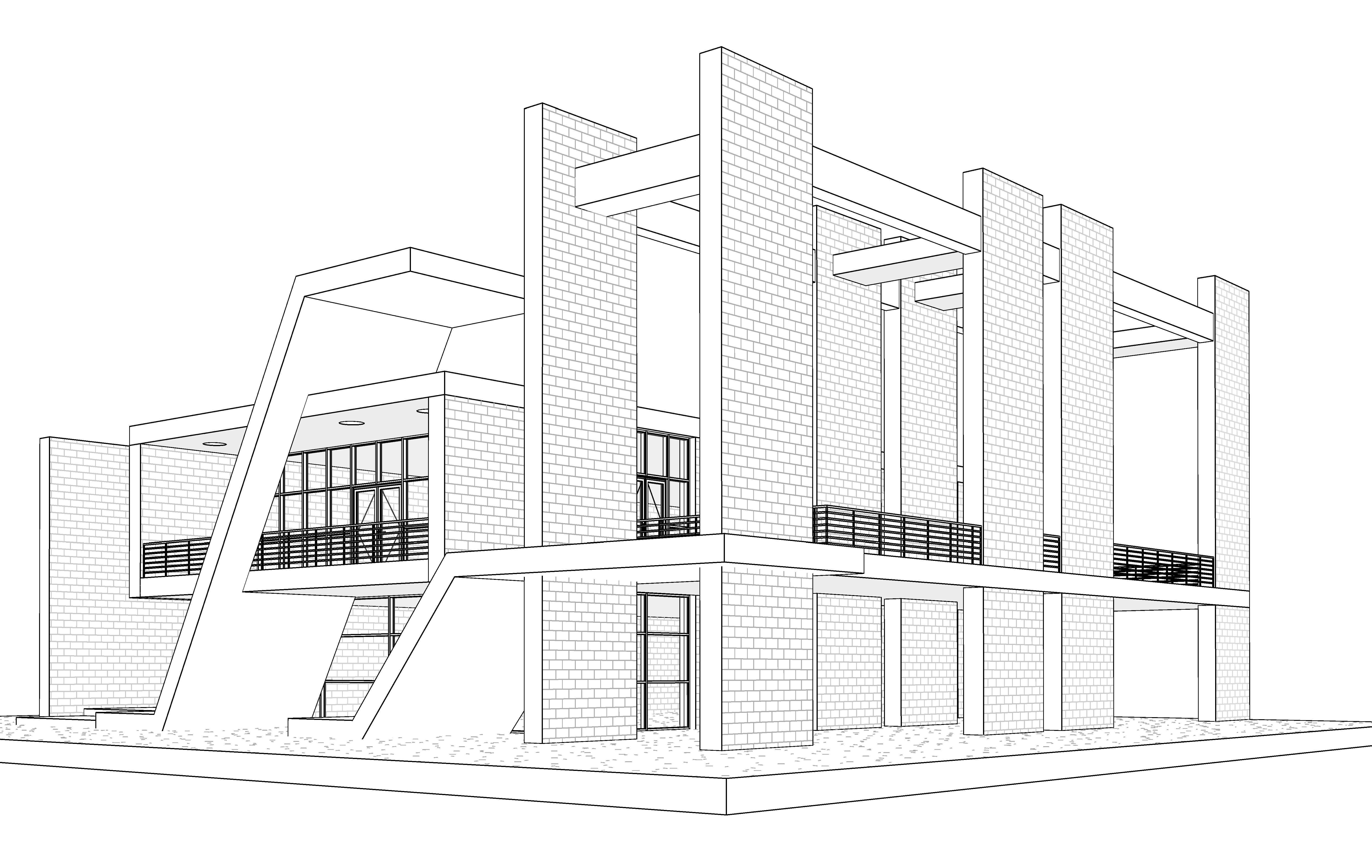 Modern Building N7 3D model_12
