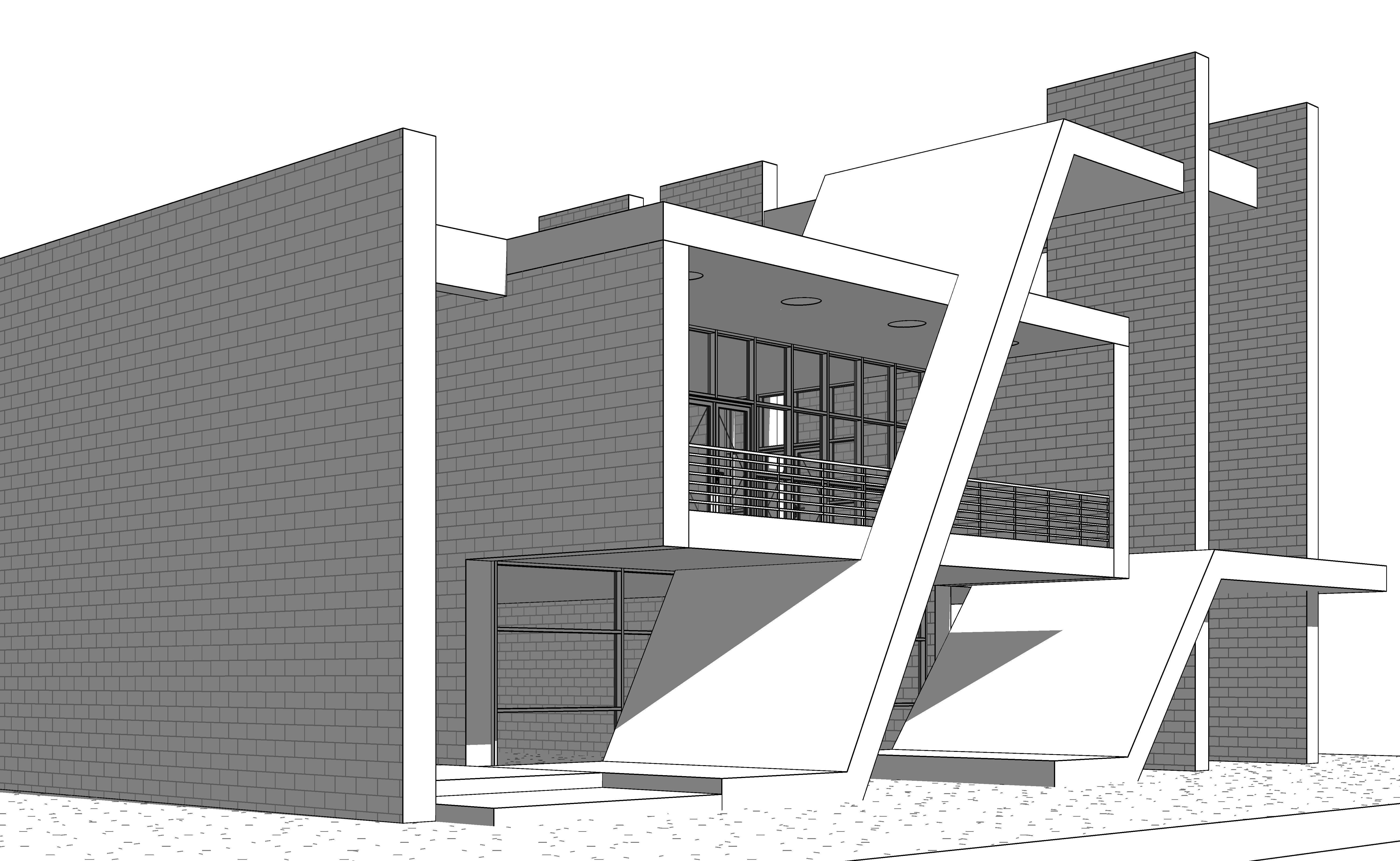 Modern Building N7 3D model_16