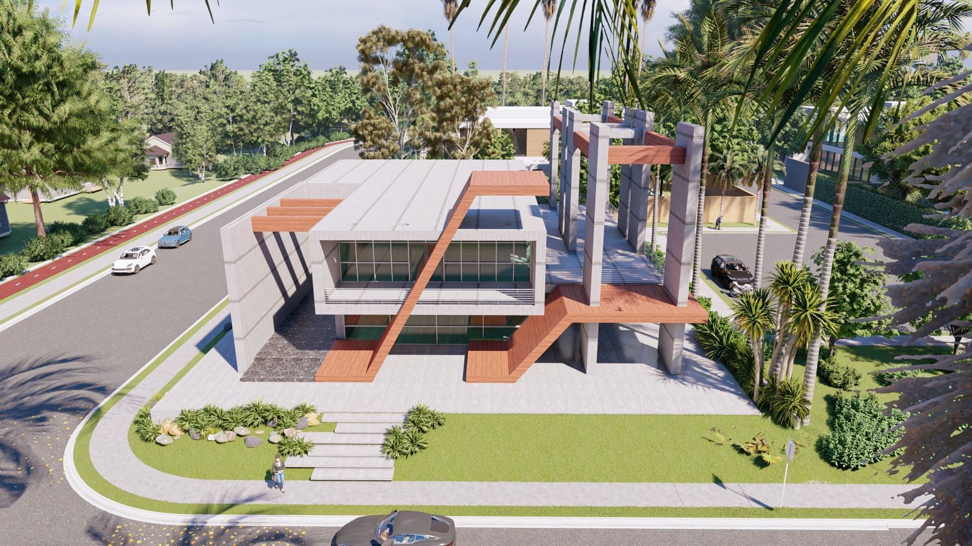 Modern Building N7 3D model_2