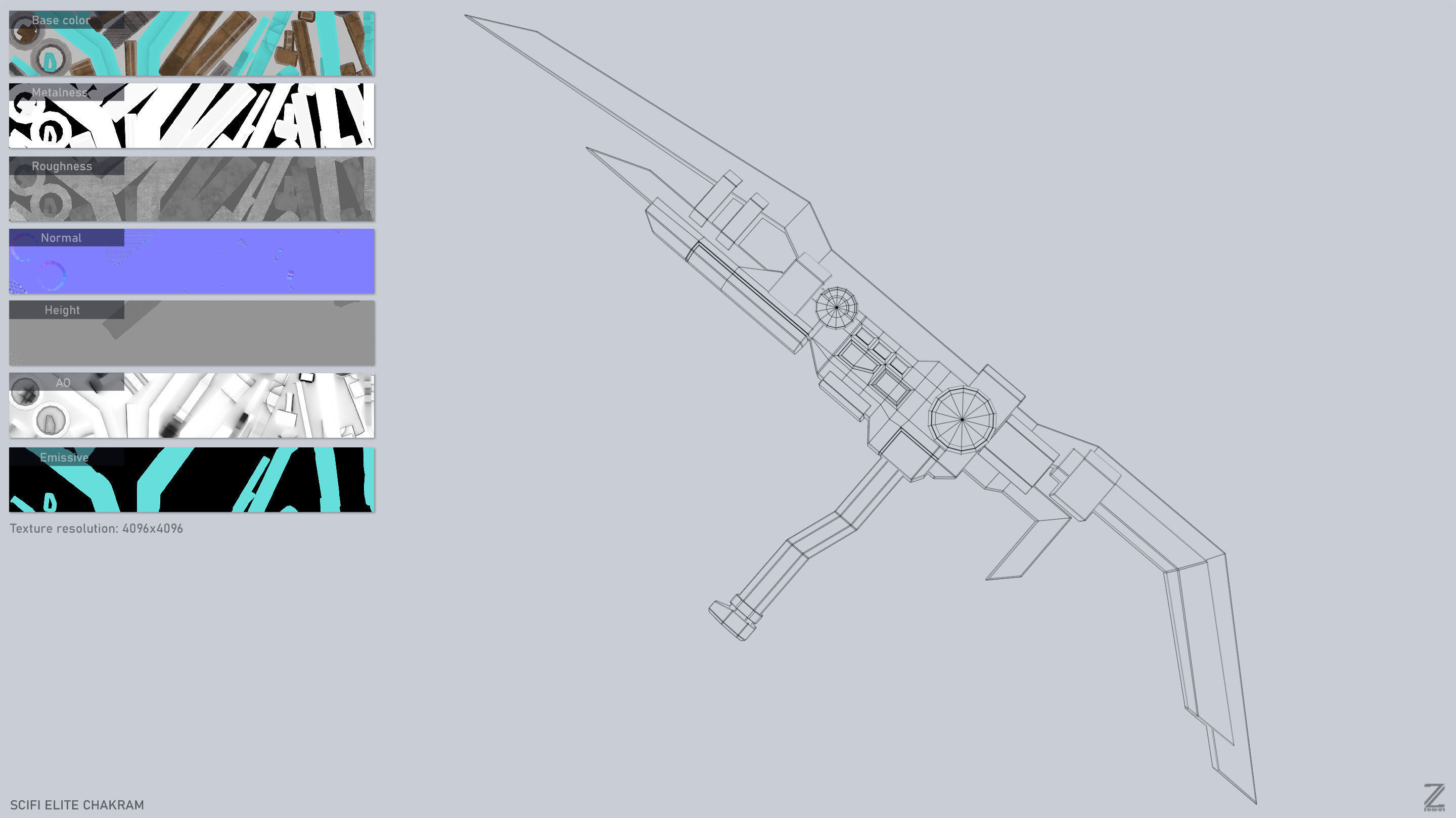 Sci fi elite chakram Low-poly 3D model_4