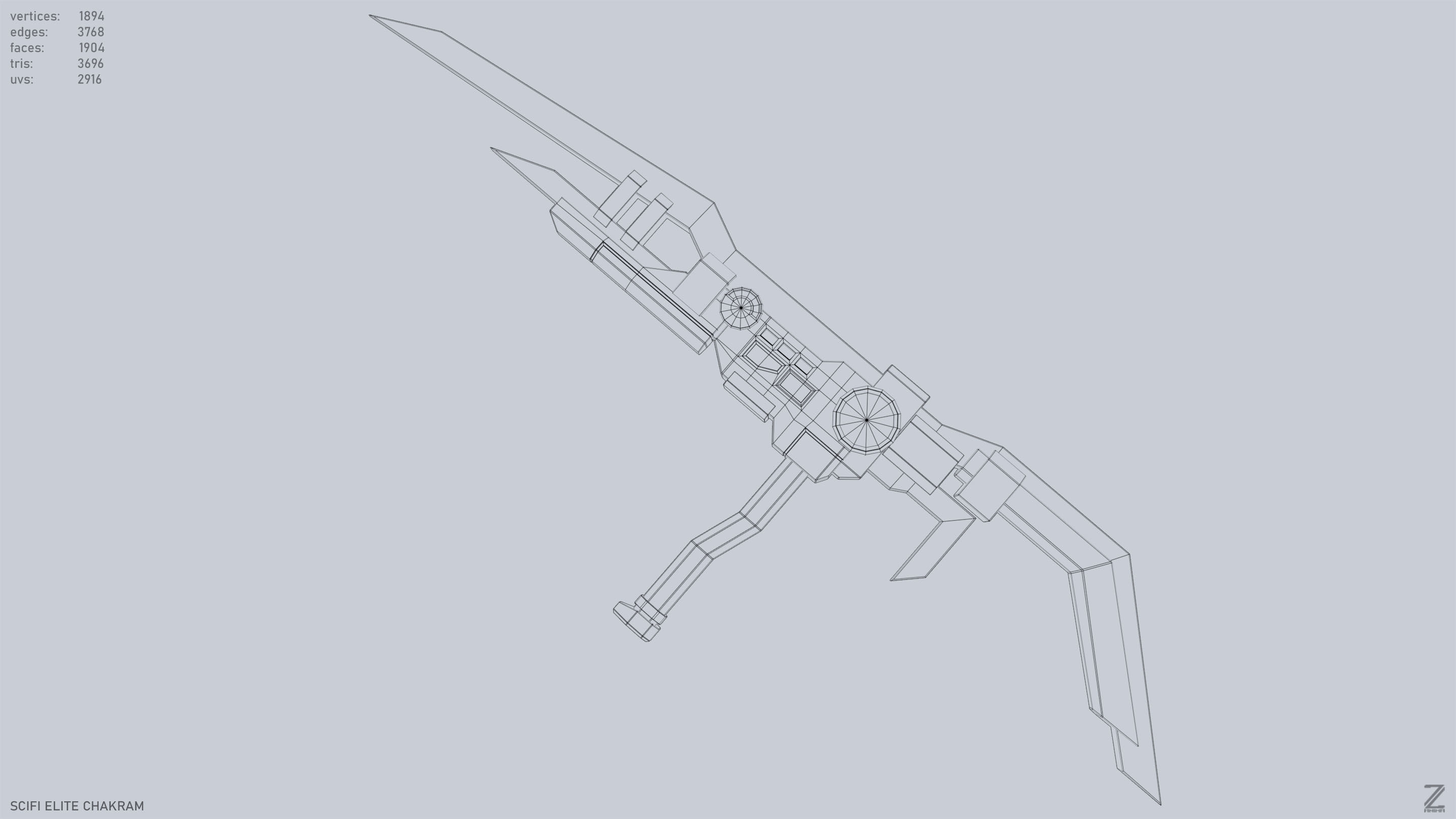 Sci fi elite chakram Low-poly 3D model_15