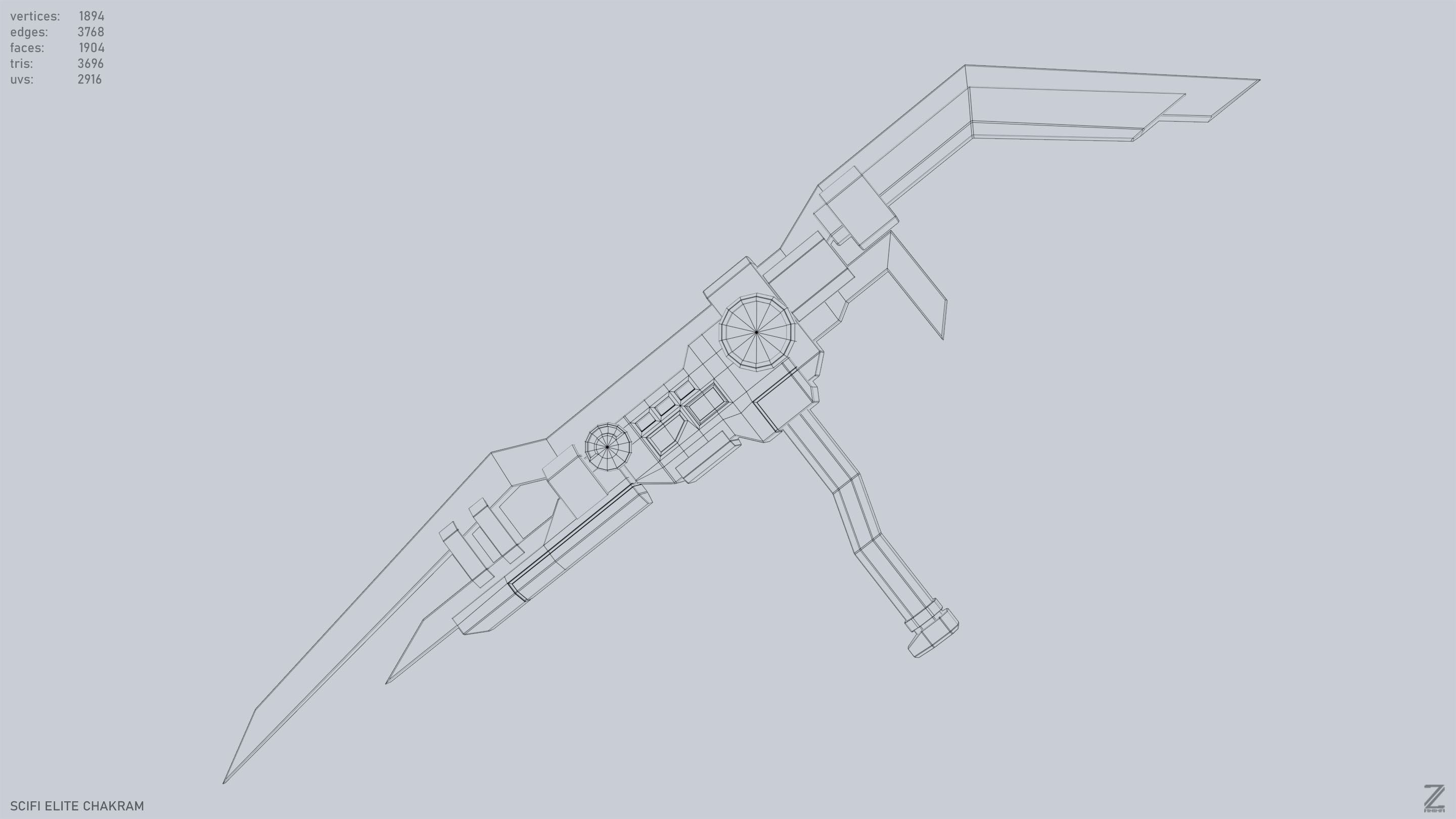 Sci fi elite chakram Low-poly 3D model_10