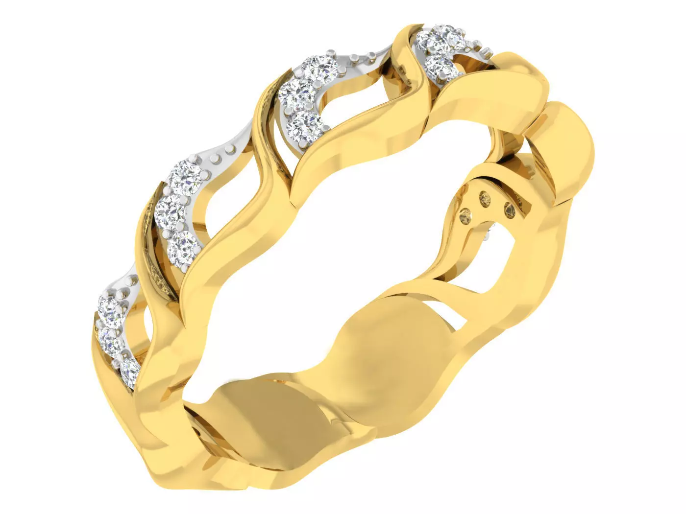 DIAMOND BAND RING R16 3D print model_0