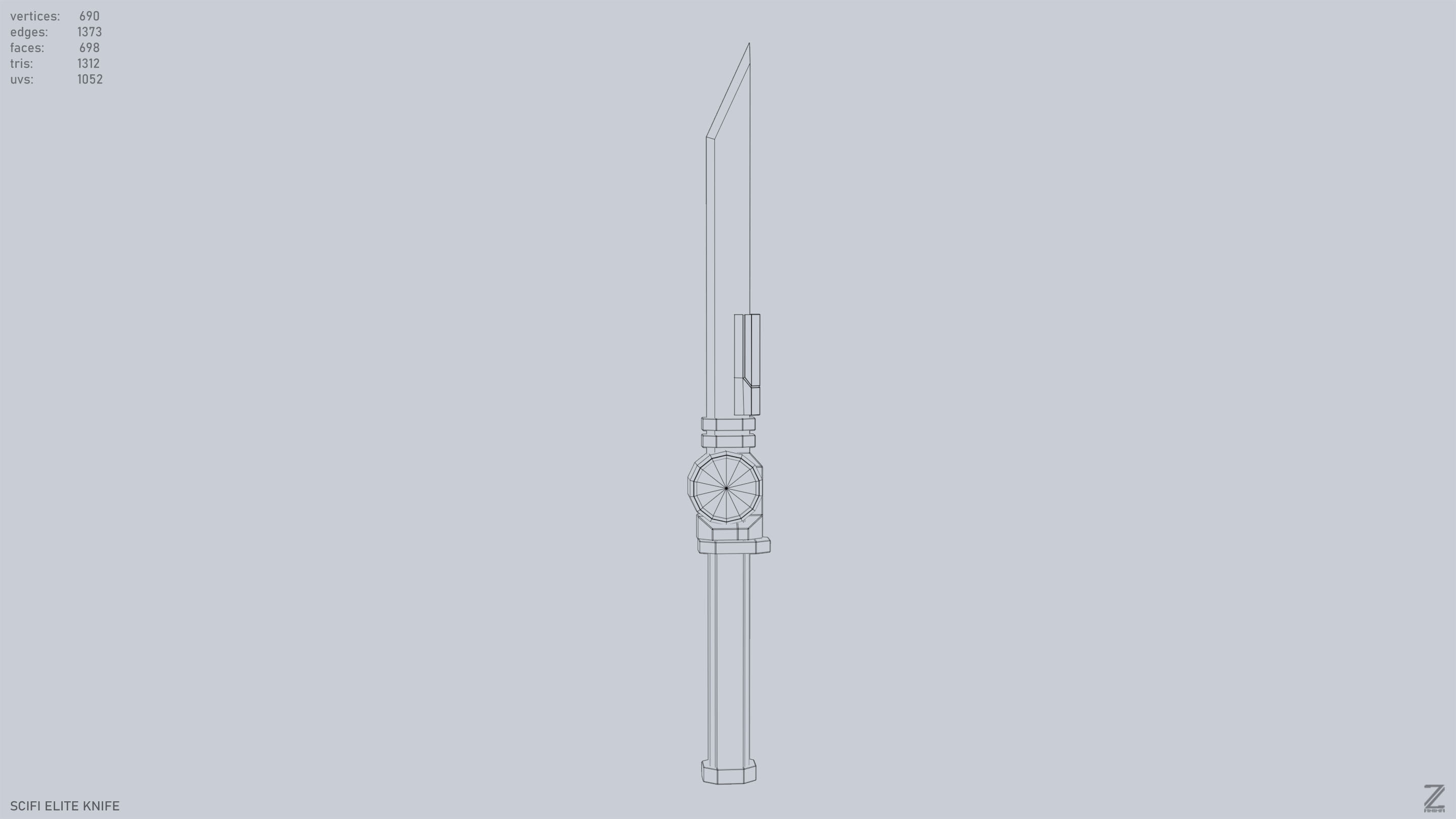 Sci fi elite knife Low-poly 3D model_9