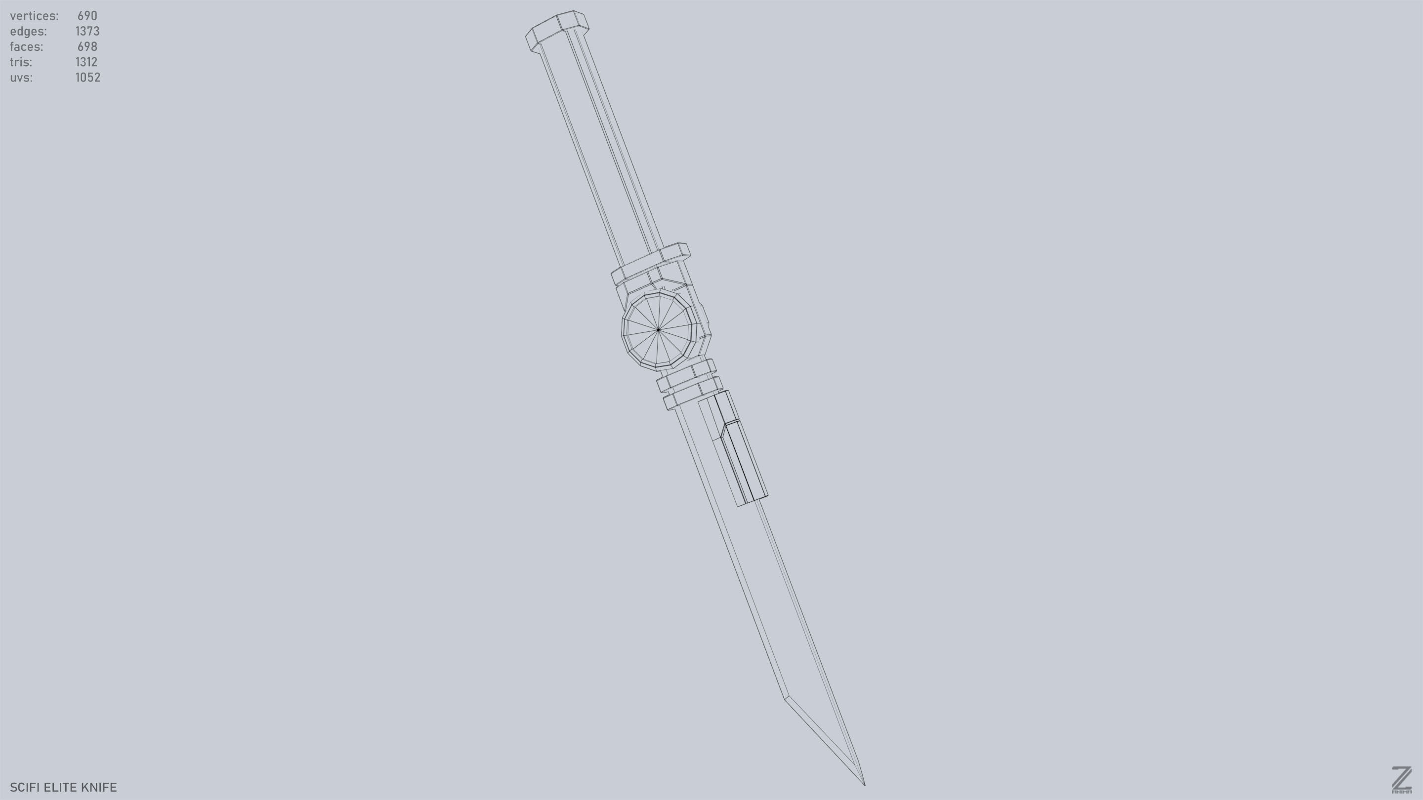 Sci fi elite knife Low-poly 3D model_14