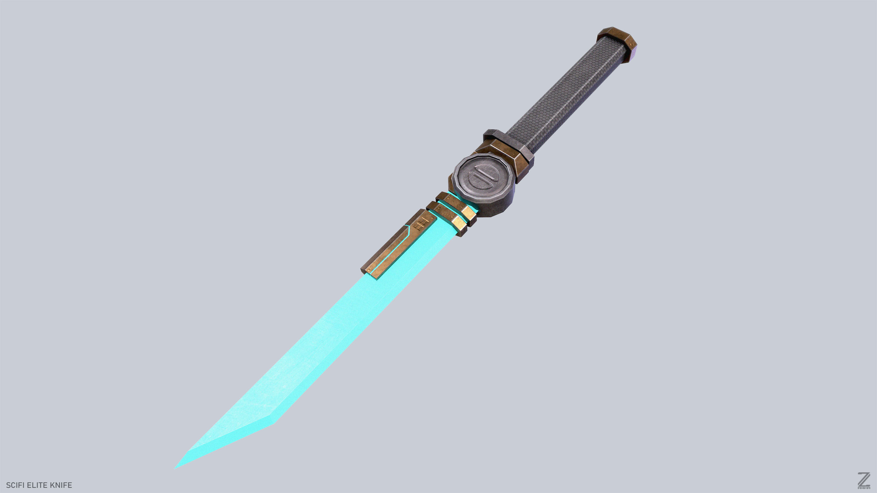 Sci fi elite knife Low-poly 3D model_7