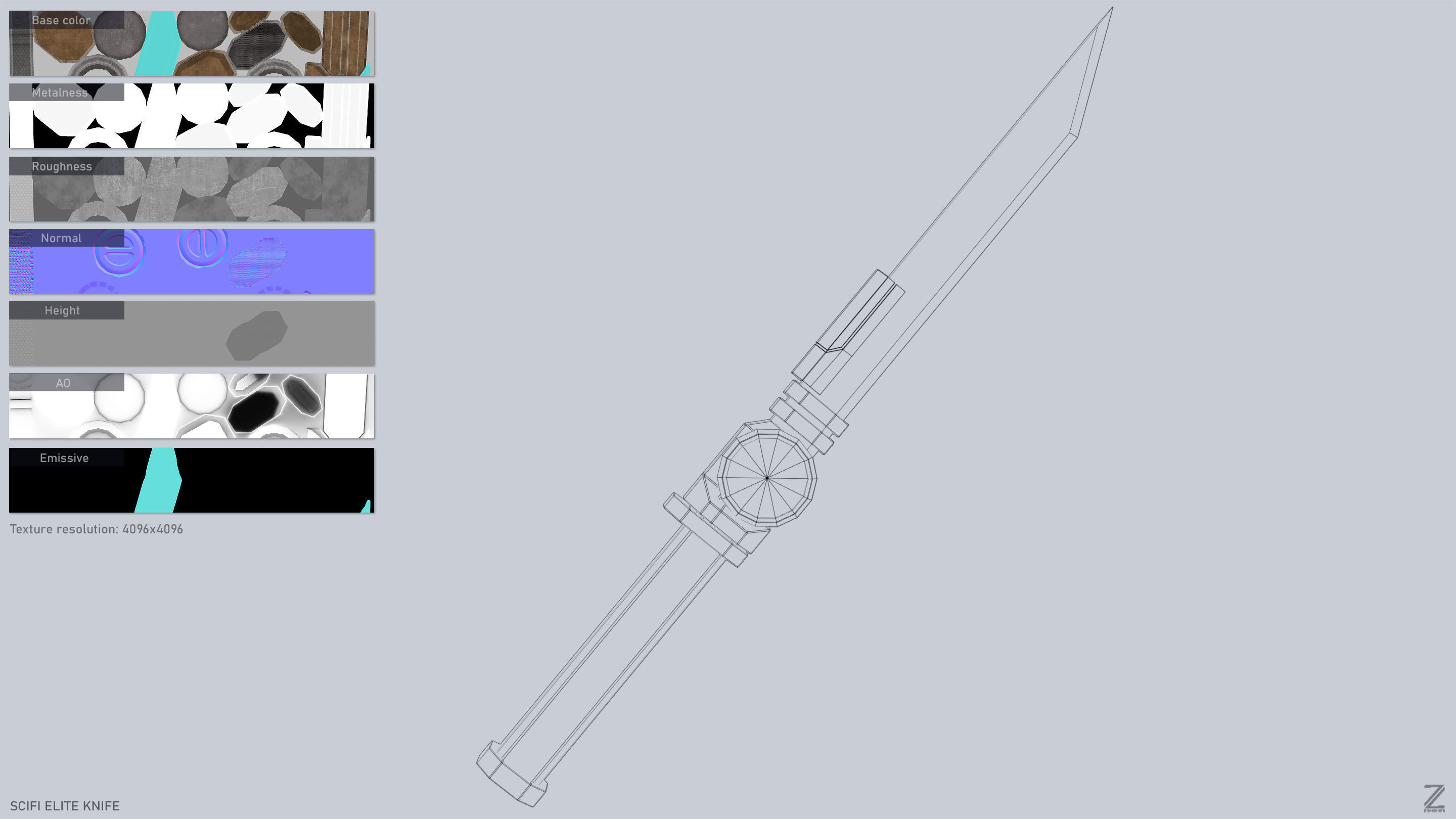 Sci fi elite knife Low-poly 3D model_3