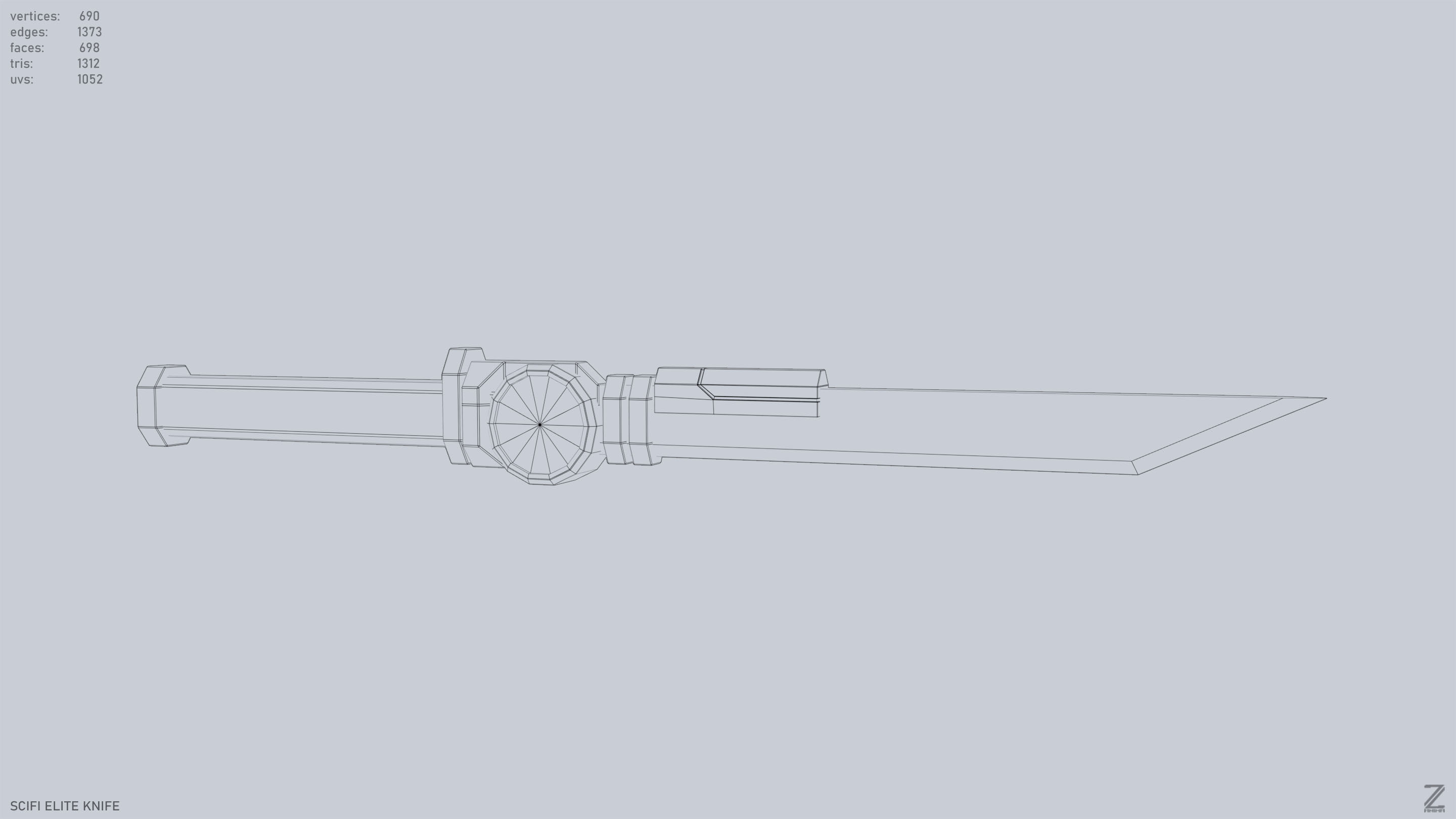 Sci fi elite knife Low-poly 3D model_13