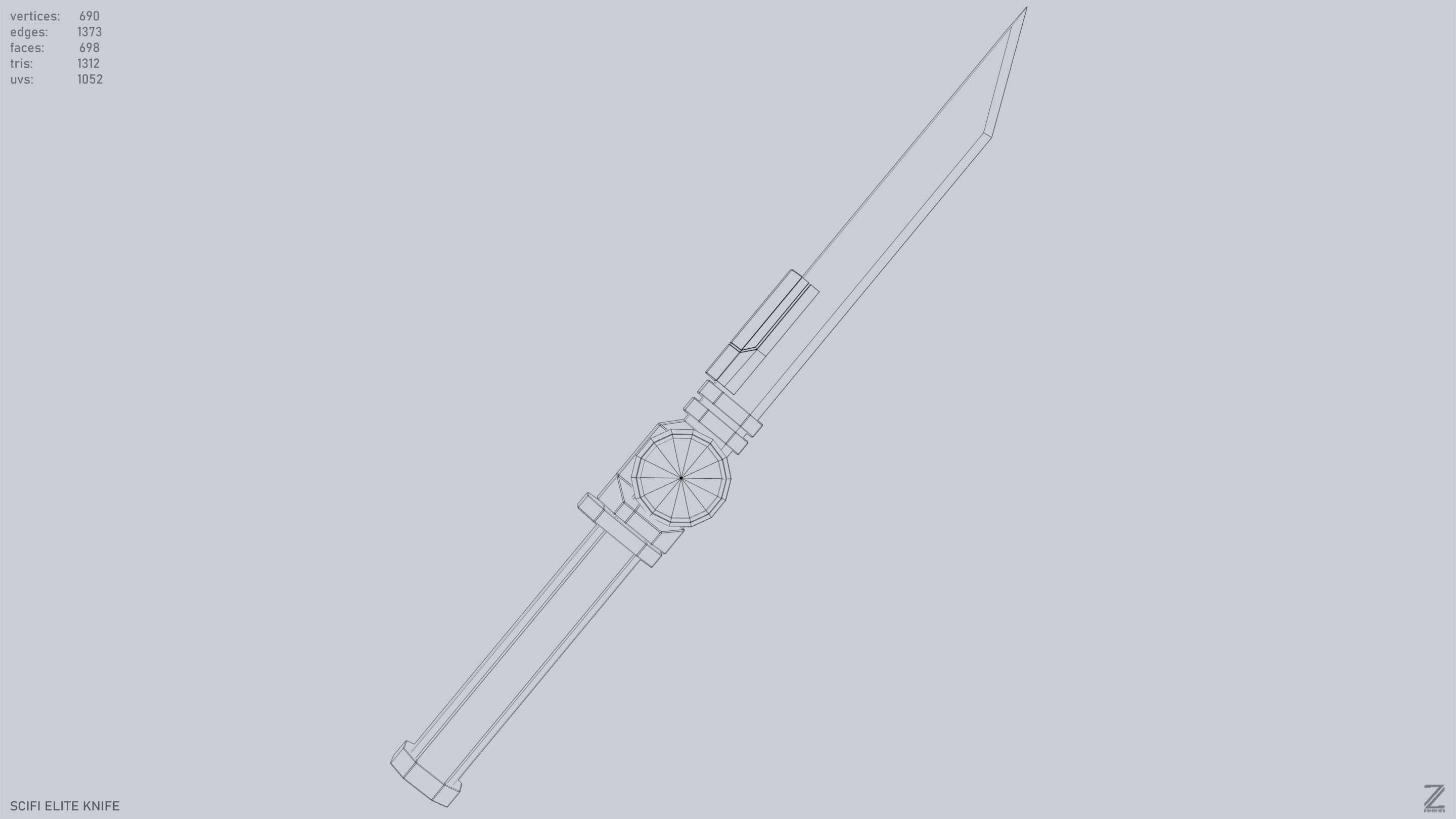 Sci fi elite knife Low-poly 3D model_15