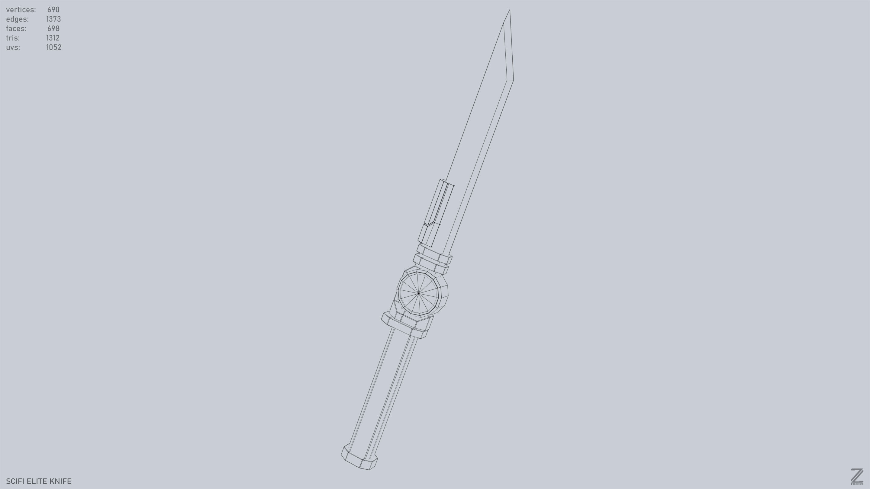 Sci fi elite knife Low-poly 3D model_12